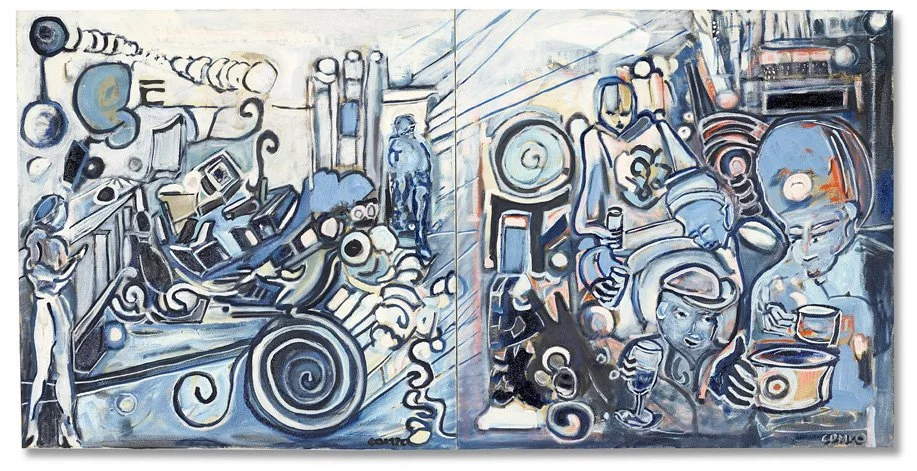 Tipping A Few Back / Lost At Sea (Diptych), (2022), 12” x 12” Private Collection