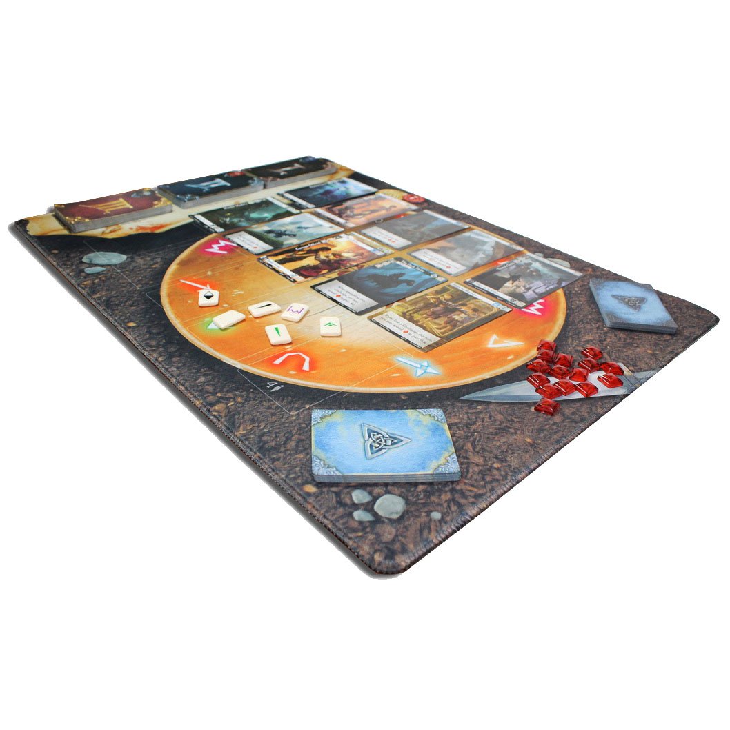 full view of call to adventure playmat at 3/4 angle