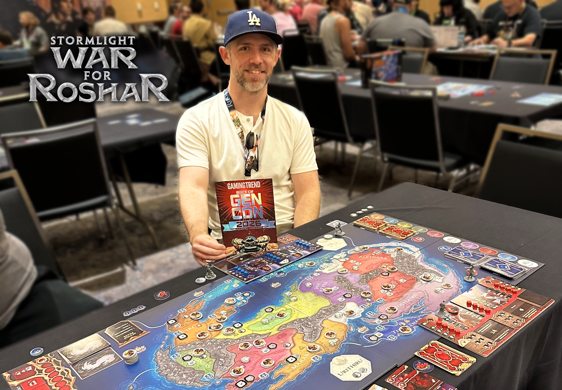 War for Roshar designer John D Clair with his Gaming Trend Best of Gen Con award