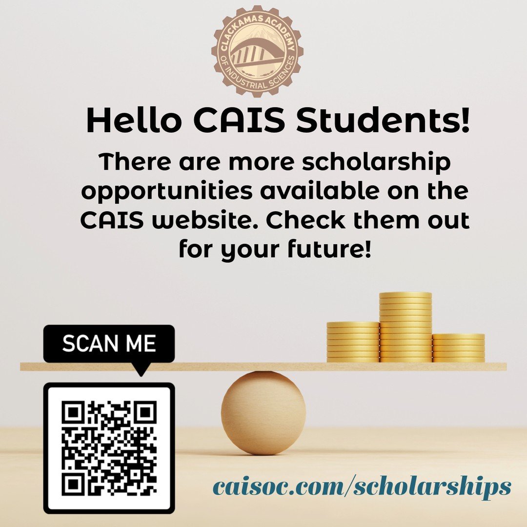 Hello CAIS Students! There are more scholarship opportunities available on the CAIS website. Check them out for your future! 
caisoc.com/scholarships