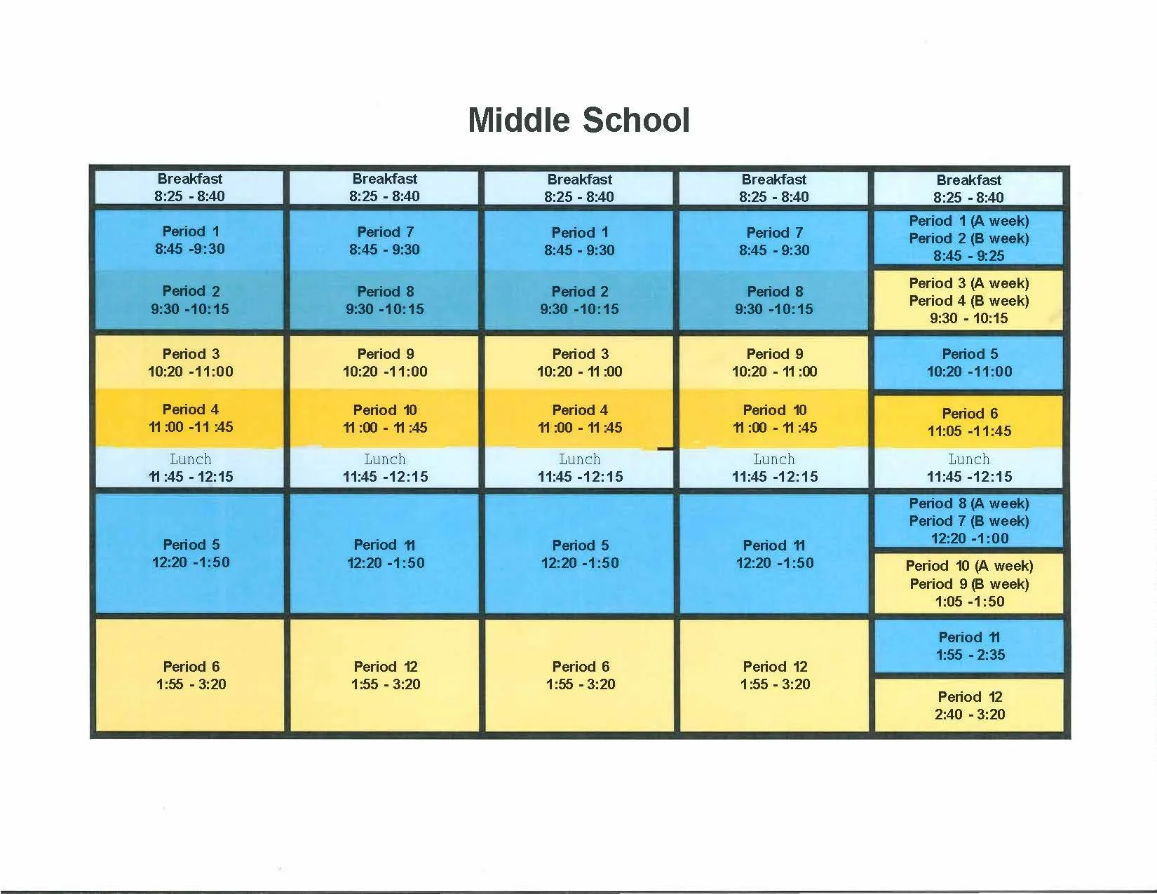 Bell Schedules — Clackamas Academy of Industrial Sciences