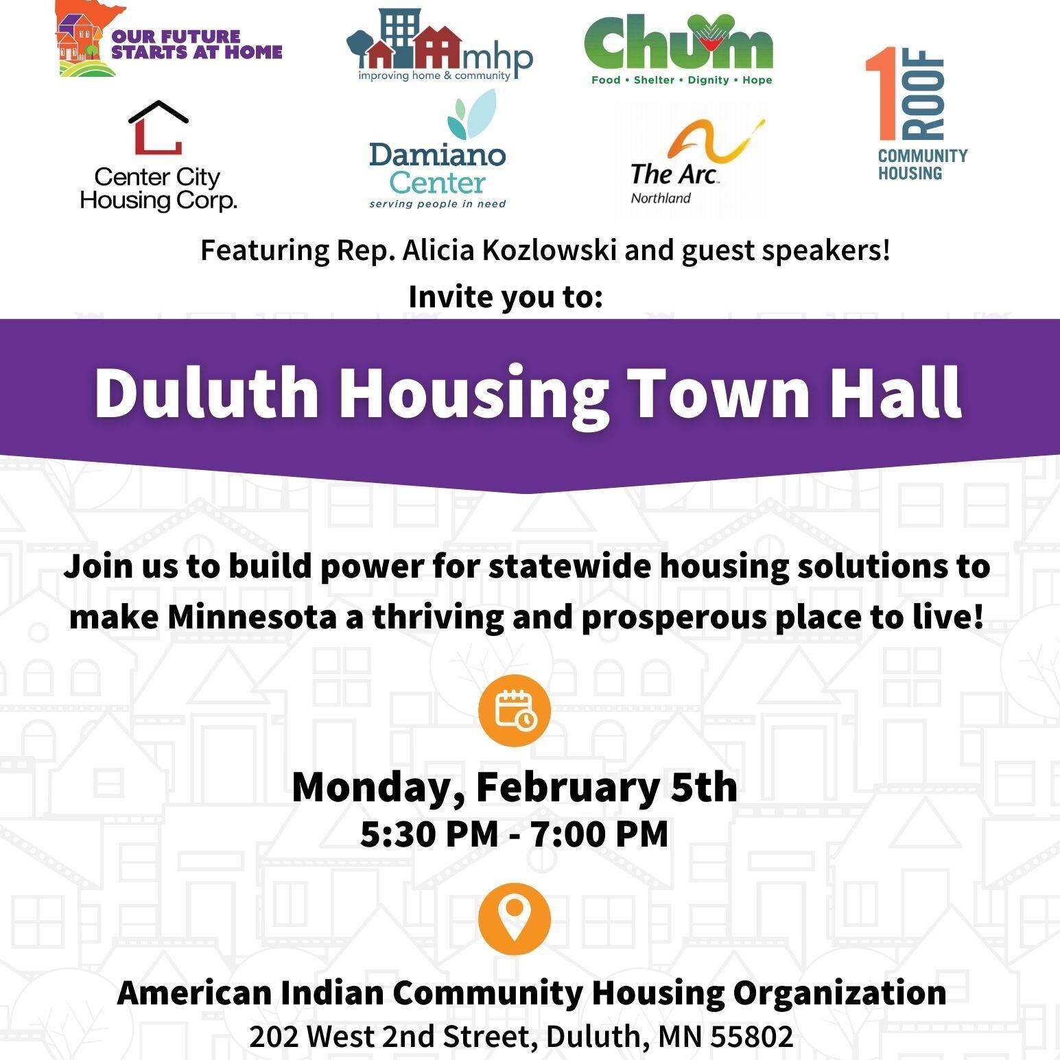 Please join us to listen to our neighbors' housing experiences and help build momentum for housing solutions statewide! The event will include legislative speakers @liishkozlowski and @jenmcewenmn, policy engagement activities, and light refreshments
