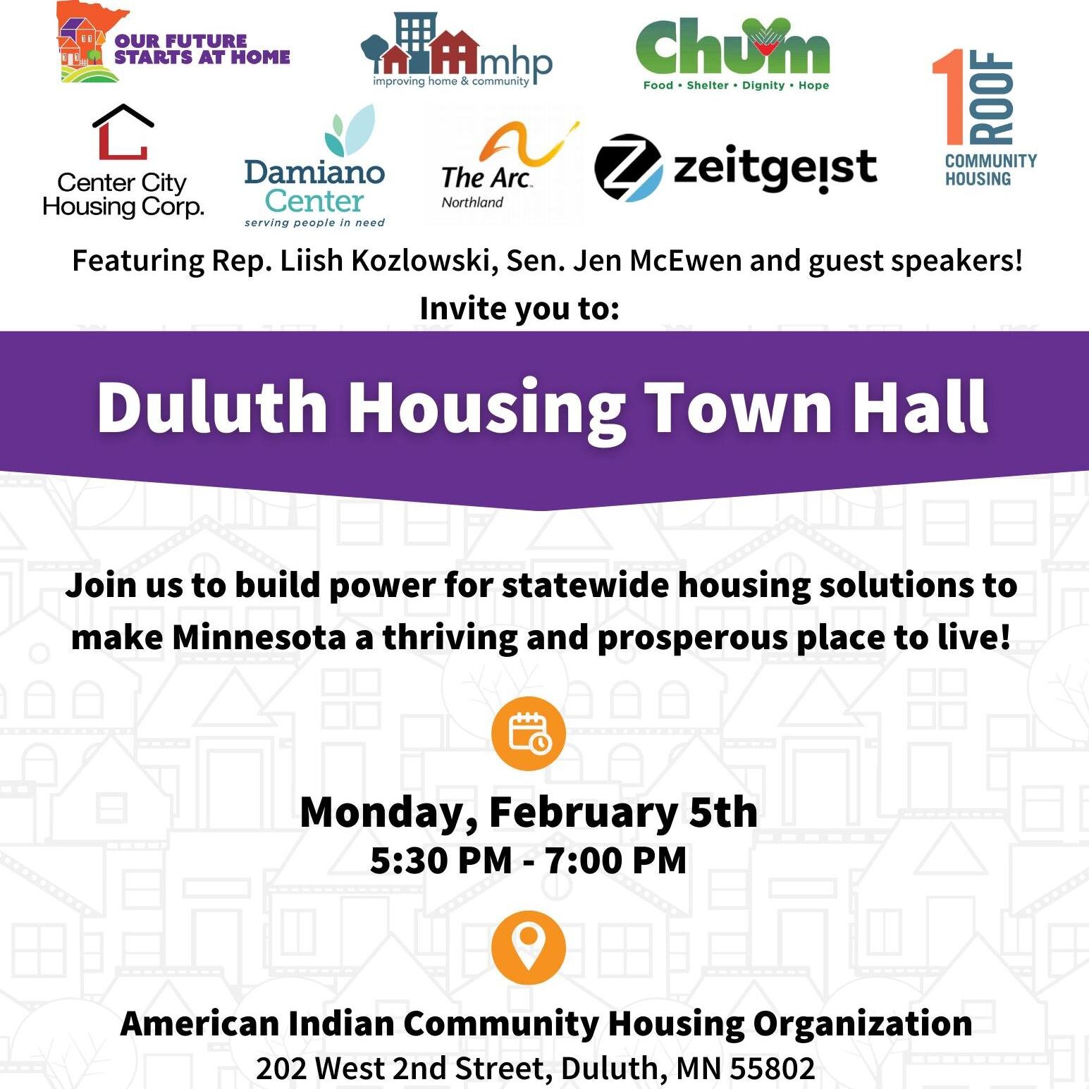 Quick reminder...Come join the conversation! Today at 5:30pm.
#affordablehousing #duluthmn #communityevents 

If you aren't able to attend in person, we will have a stream on our page.