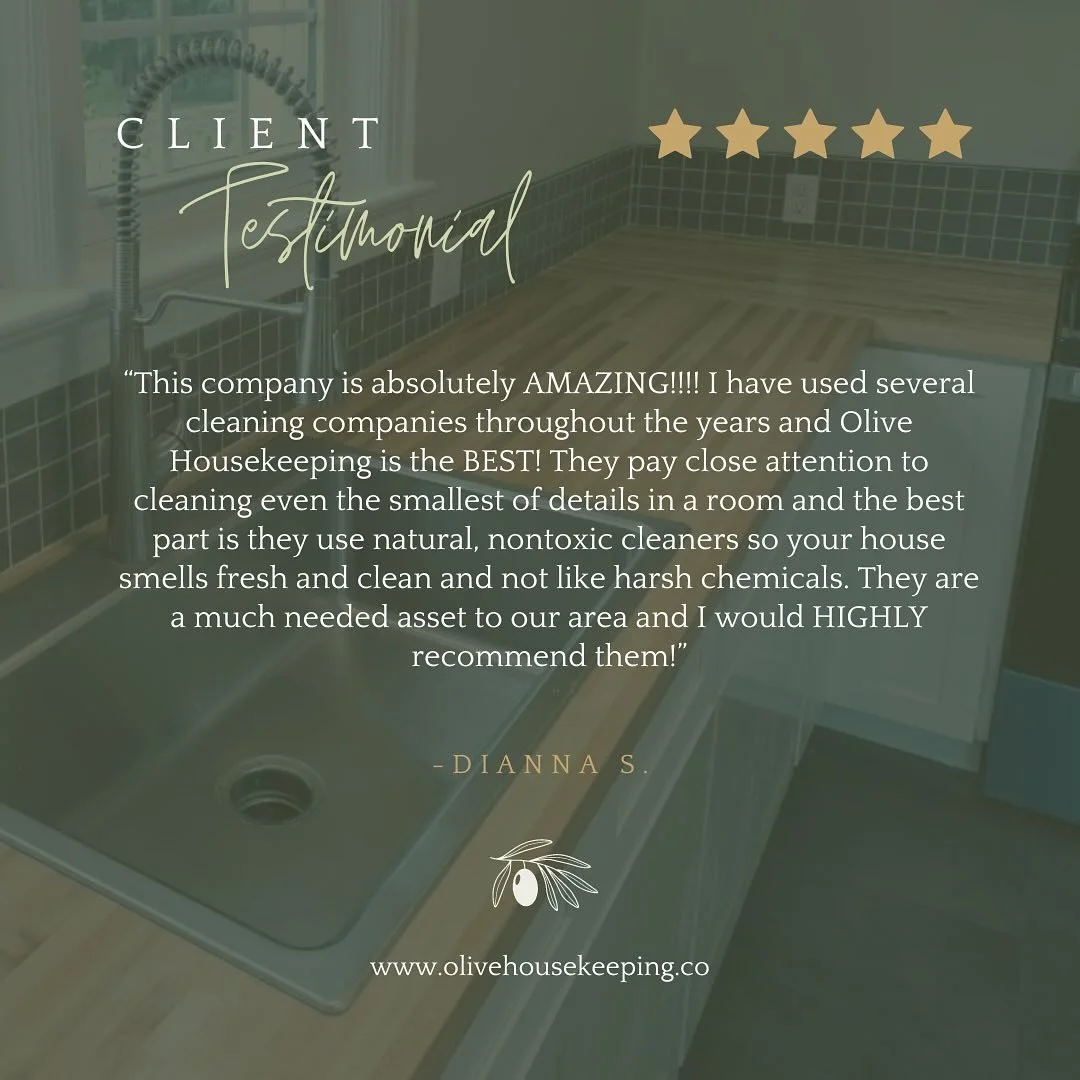 ⭐ ⭐ ⭐ ⭐ ⭐
Another testimonial from one of our clients here at Olive Housekeeping Co.! If you are interested in our services, please visit our website to request a free quote!!