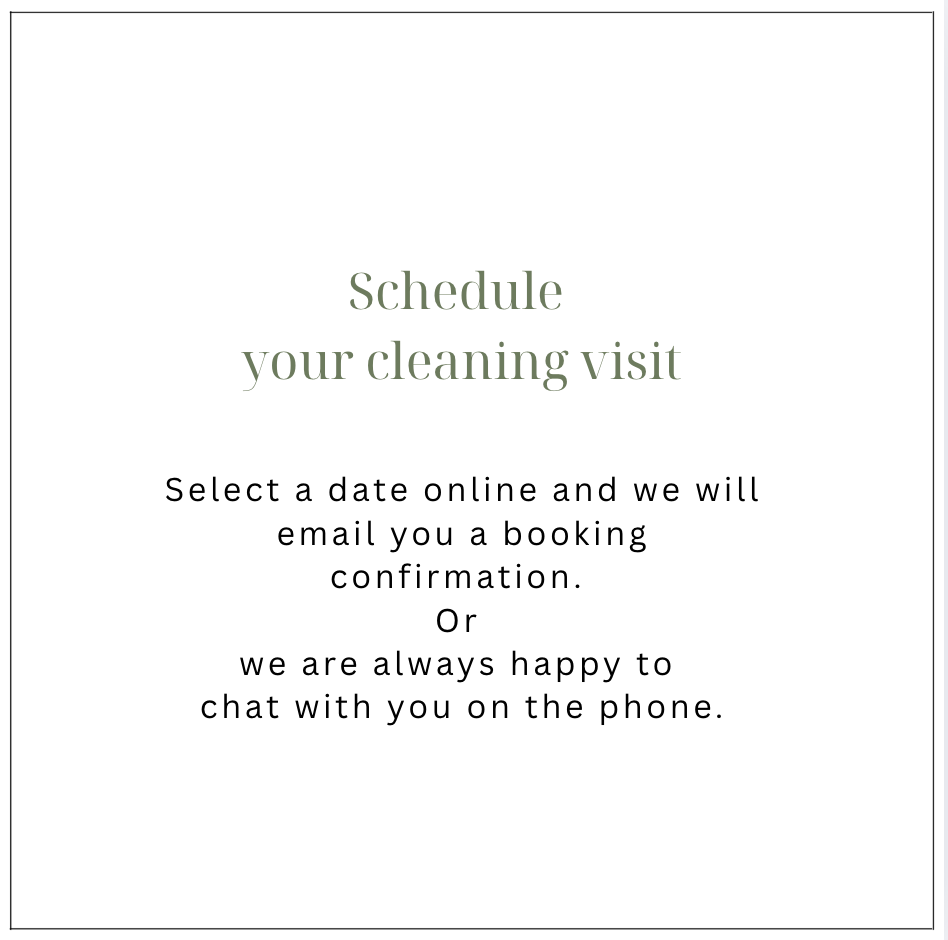 A scheduling form for booking a cleaning visit, with options to select a date online or chat on the phone.