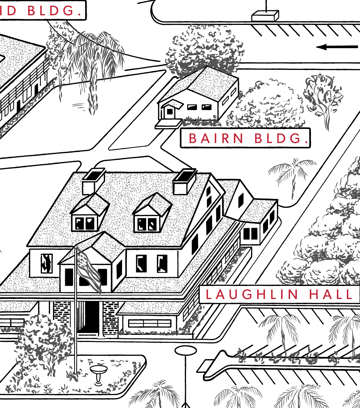 Donor gallery close-ups Bairn building & Laughlin Hall.