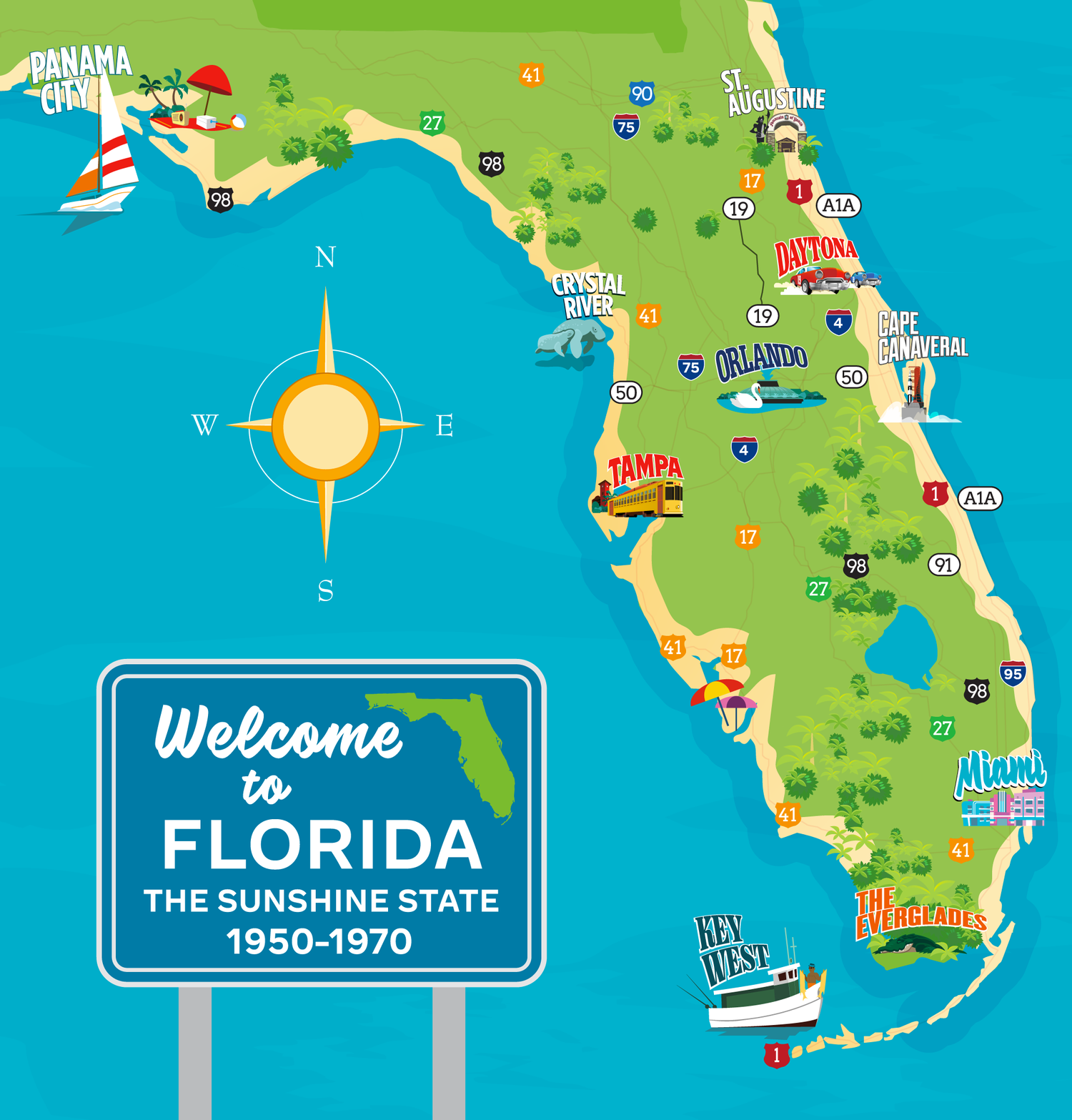 icon park florida roadtrip map