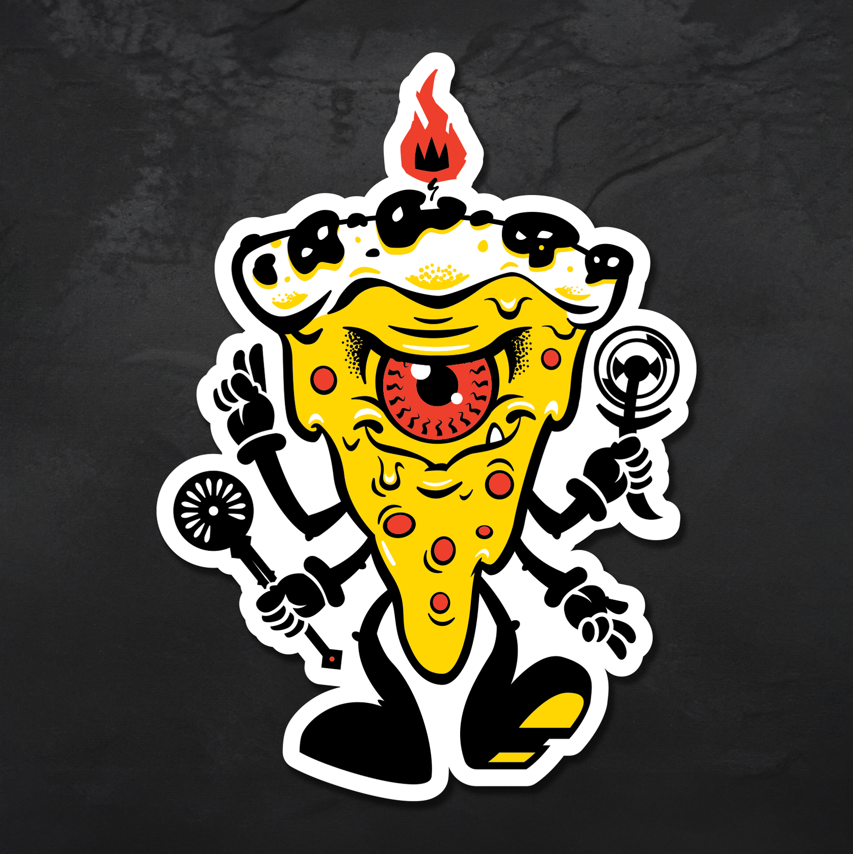 Black Magic Pizza Illustration and Sticker