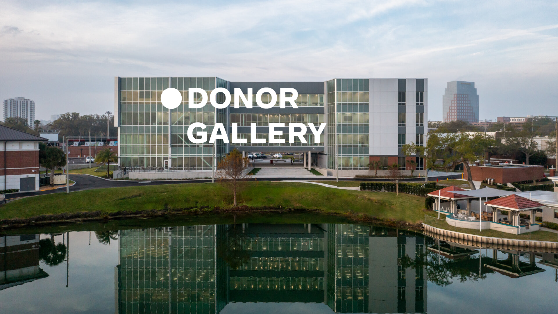 Donor Gallery location label at LHPS Porter Center lakeside.