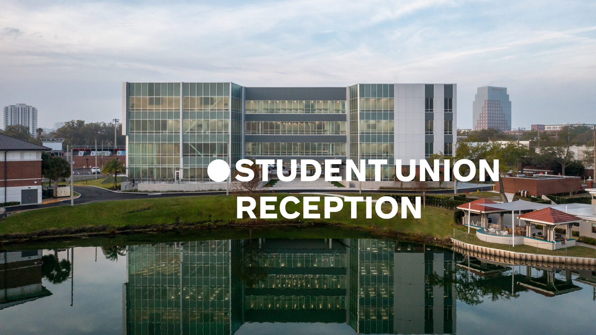 Student Union location label at LHPS Porter Center lakeside.