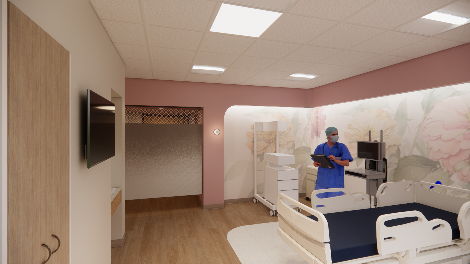 Labor & Delivery Inpatient Suite - Modernization of two patient rooms, bathroom, and waiting lounge.
