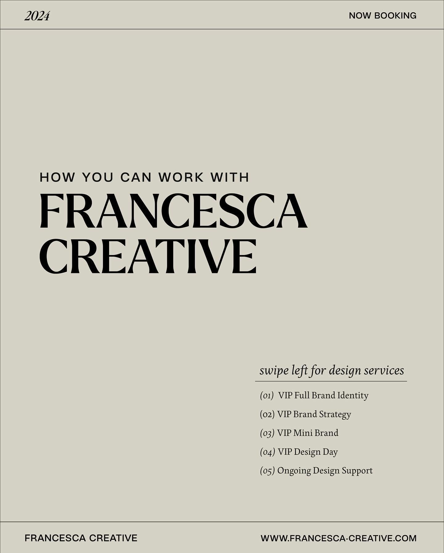 Curious how Francesca Creative can level up your branding this year? I&rsquo;ve got some new services that will take your biz to the next level at lightning speed⚡️ 

I&rsquo;m so happy to be rolling out my VIP Branding and Design services!!! What&rs