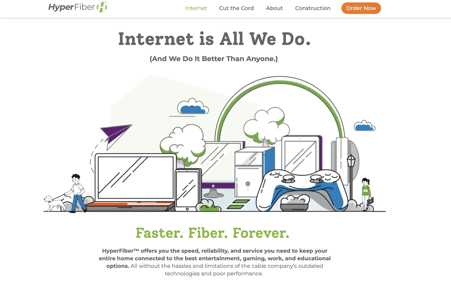 HyperFiber Fiber Internet Website