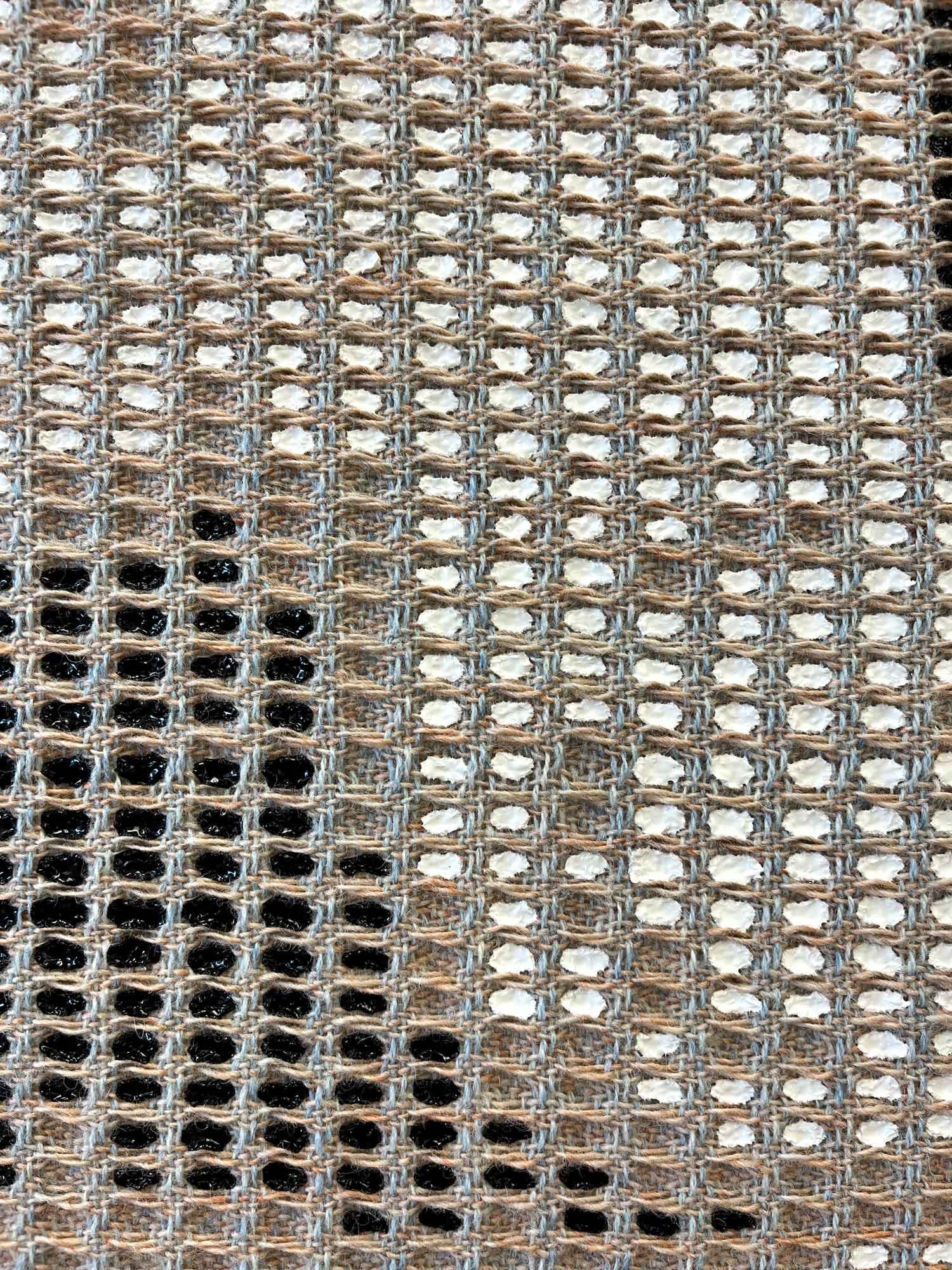 Tactile Cells, 2024, Handwoven wool with acrylic pigments, textile (detail) by Jaya Griscom