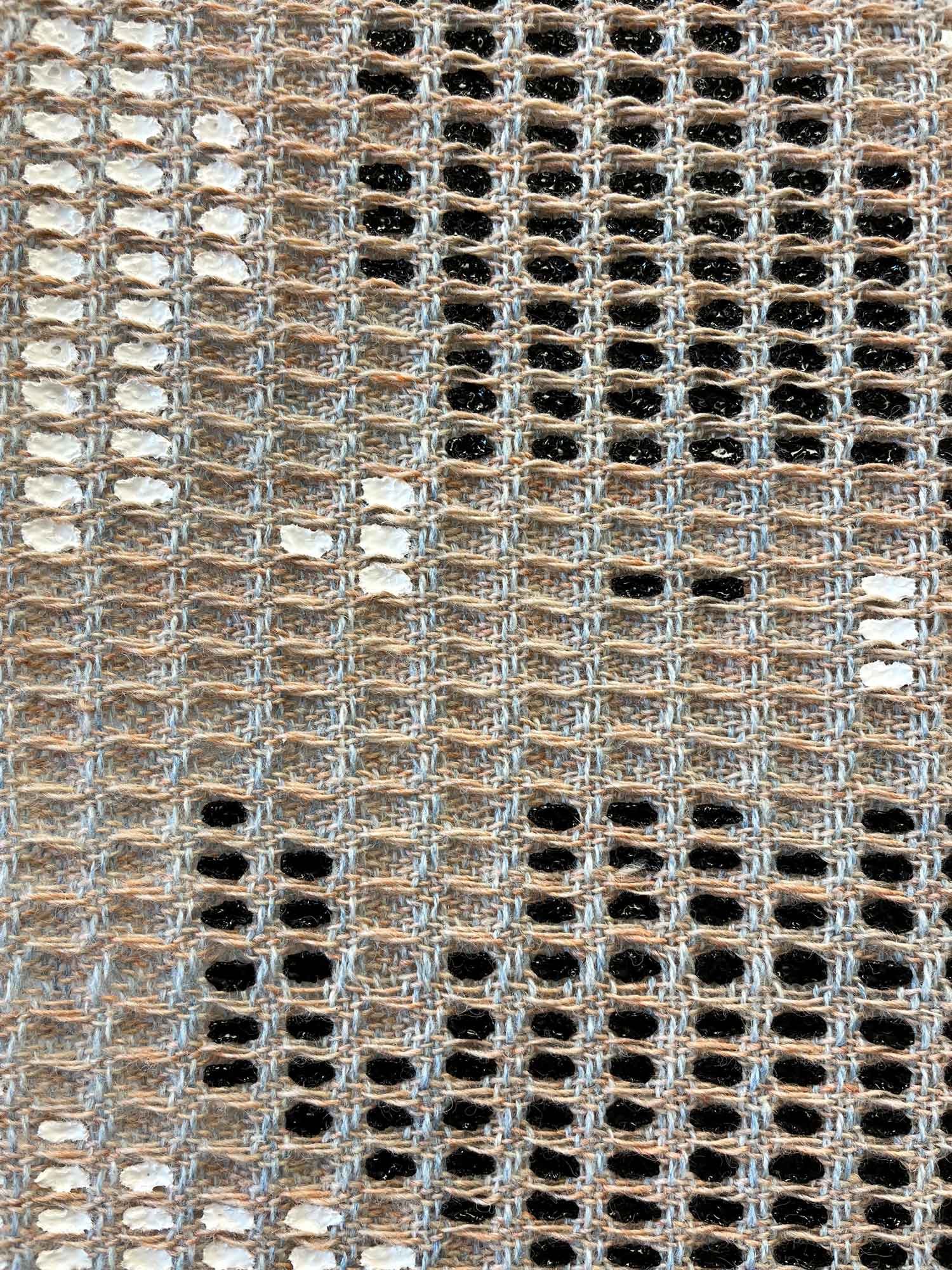 Tactile Cells, 2024, Handwoven wool with acrylic pigments, textile (detail 2) by Jaya Griscom