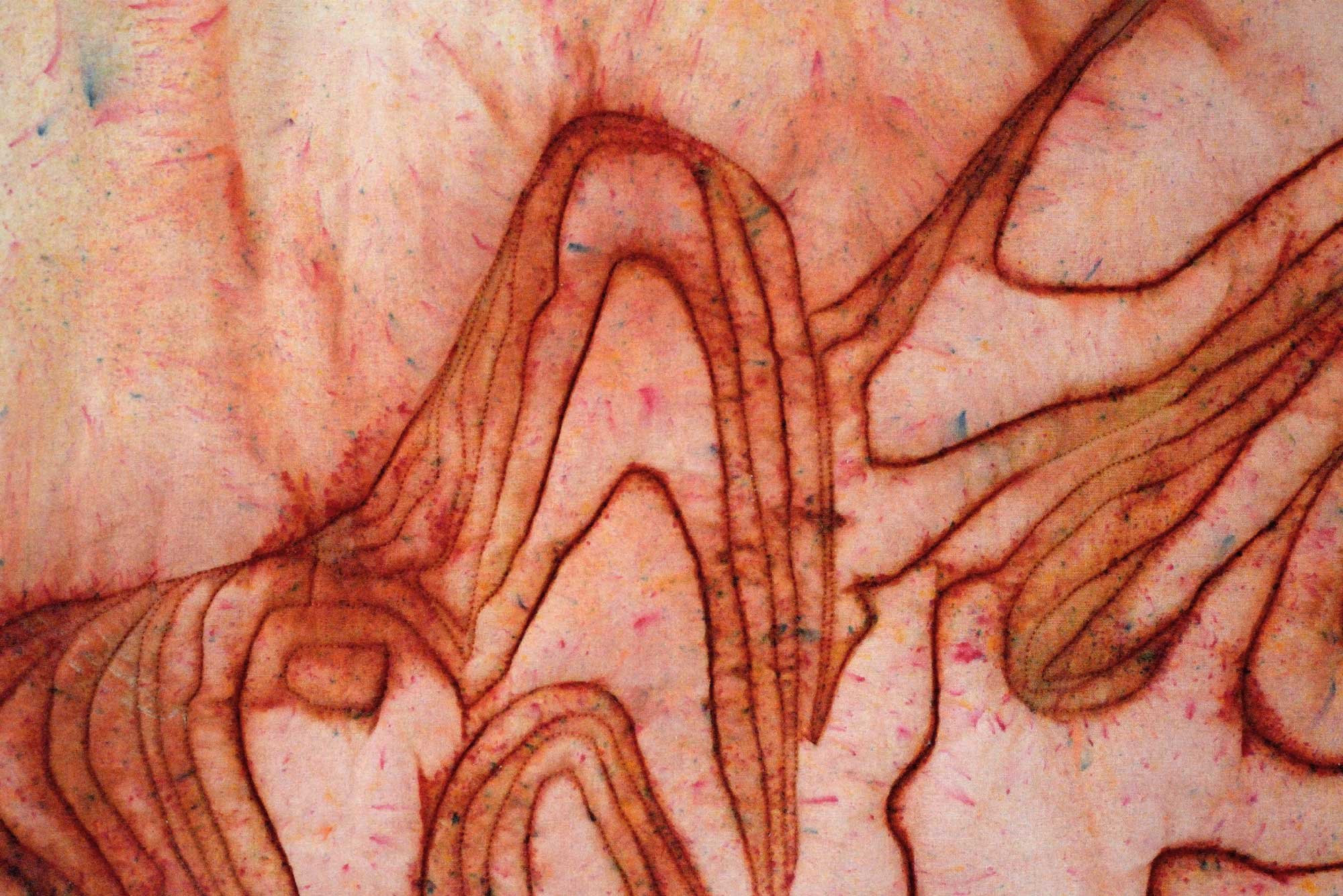 RoShamBo, 2017, Cotton, polyester batting, fiber reactive dye, and machine quilting, textile (detail) by Jaya Griscom