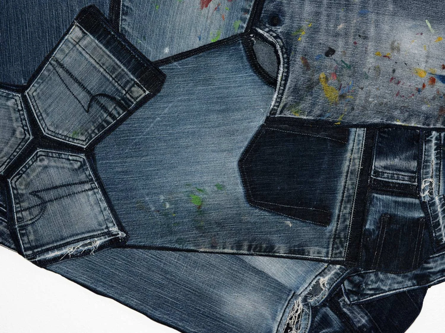 Jean Mandala, 2014, Deconstructed blue jeans and machine stitching, textile (detail) by Jaya Griscom