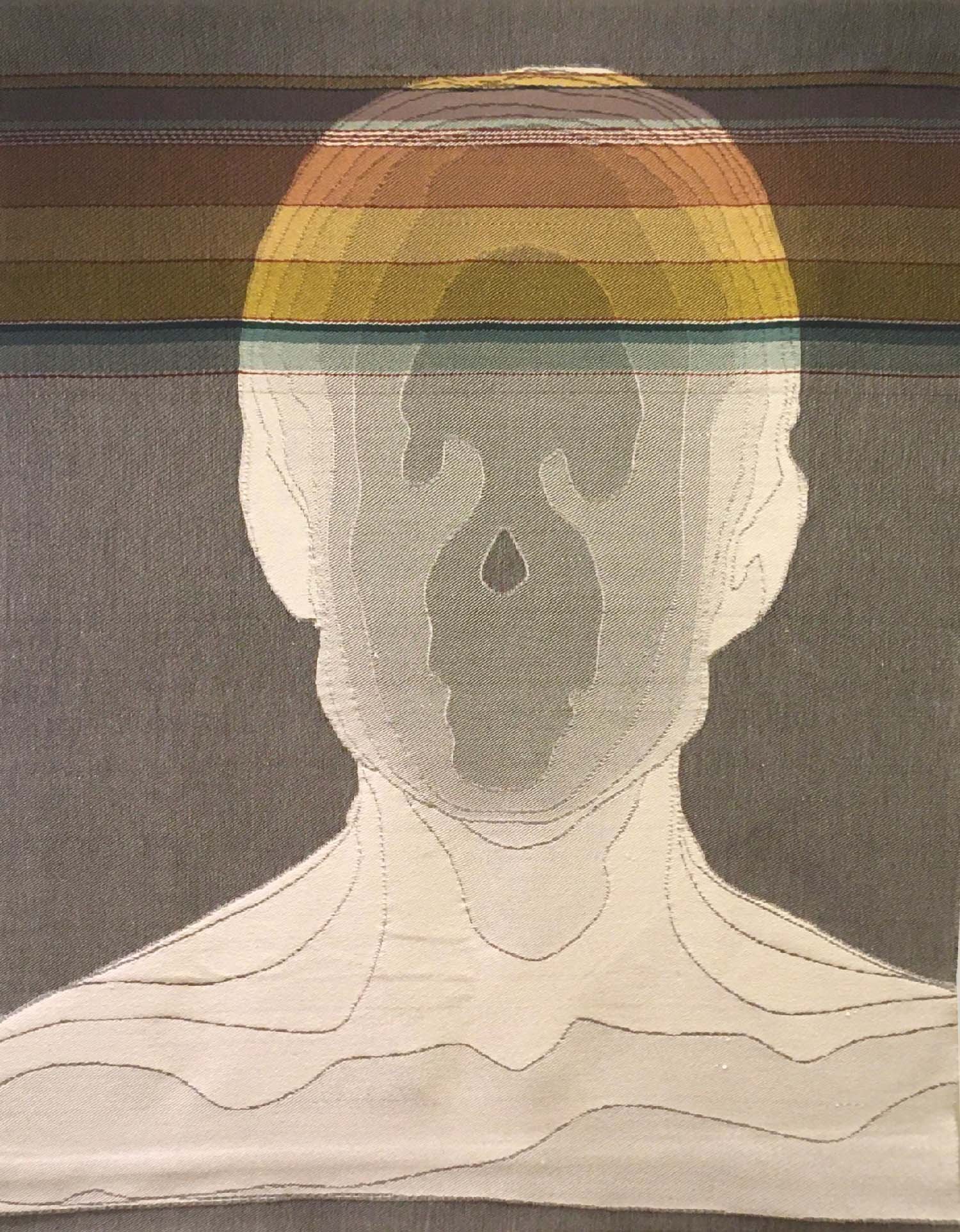 Woven Geography, 2021, handwoven cotton jacquard, textile by Jaya Griscom