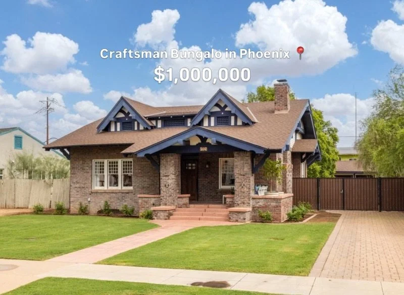 This Craftsman Bungalo was just listed in Phoenix for $1,000,000 

3 bed 2 bath main house + 1 bed 1 bath guest house. 

Comment &ldquo;home&rdquo; for the full listing 

Listed by James Judge and Nathan Mercer