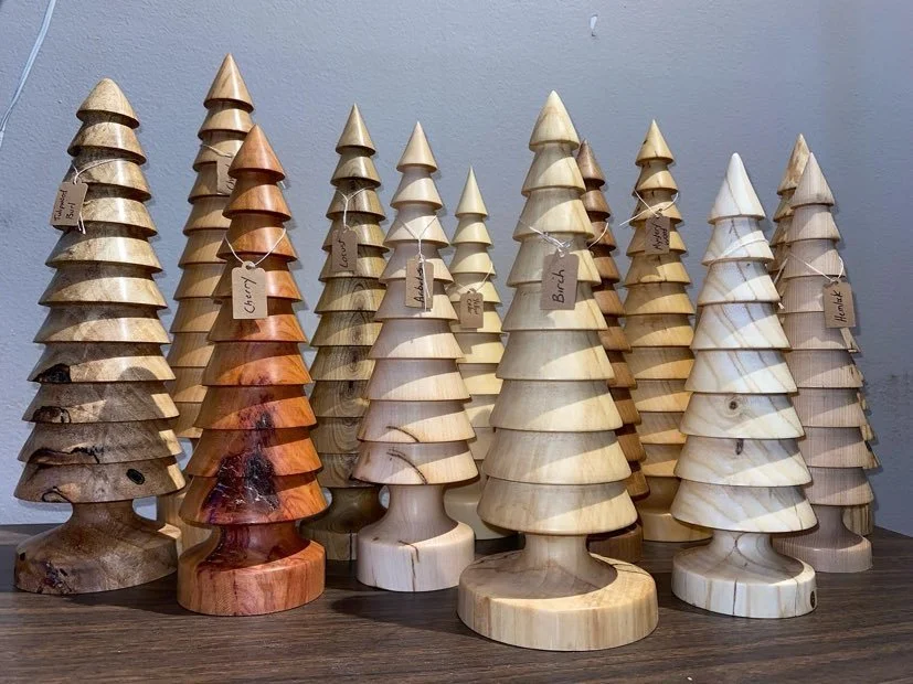 Wood turned Christmas Trees