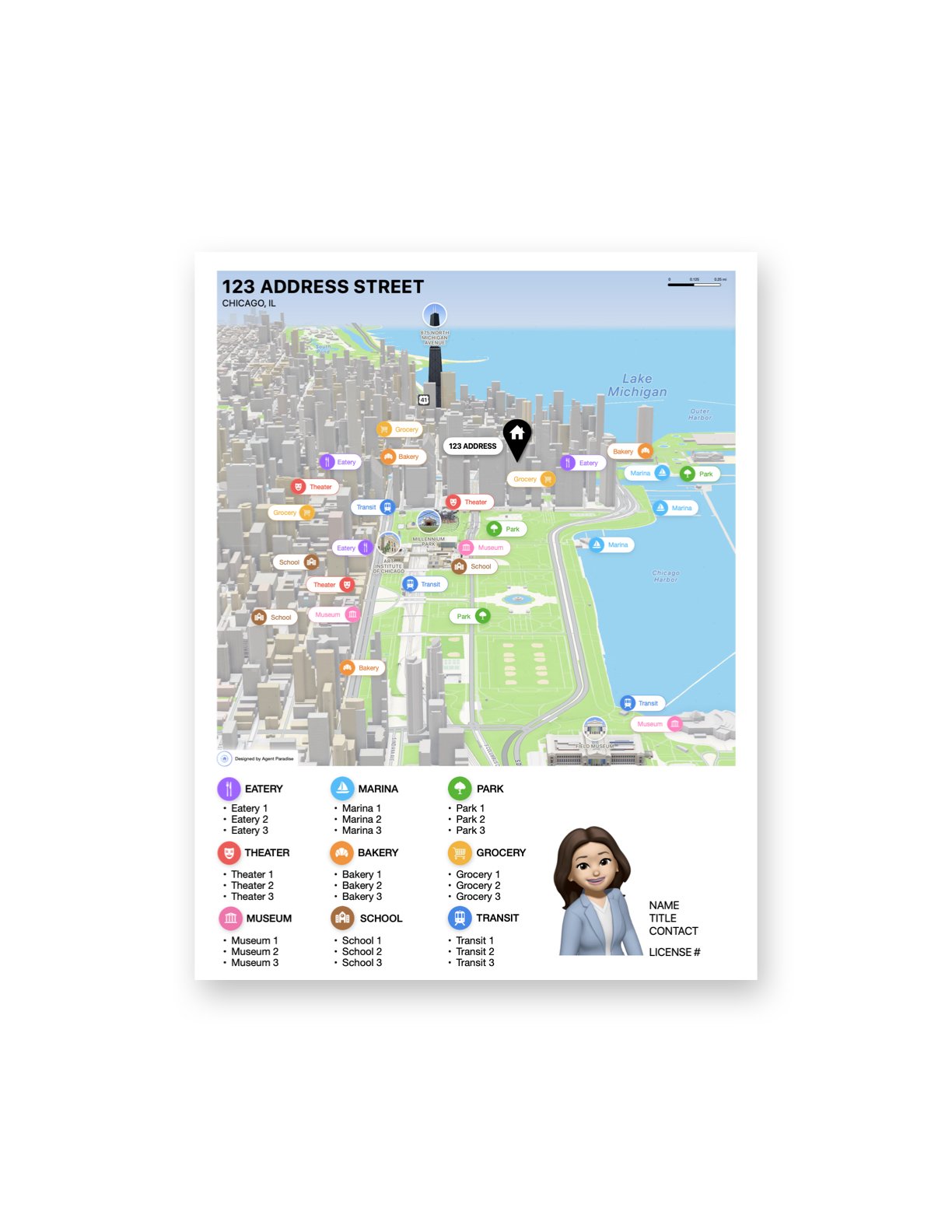 Chicago Vertical Neighborhood Map using Apple Maps