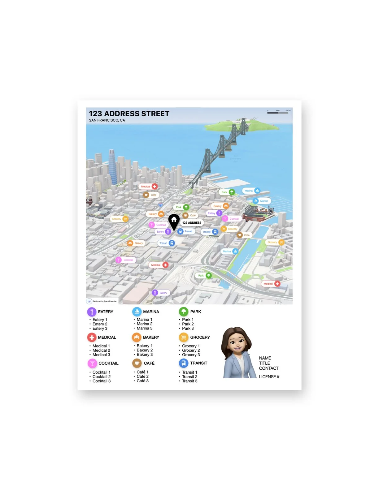 San Francisco Vertical Neighborhood Map using Apple Maps