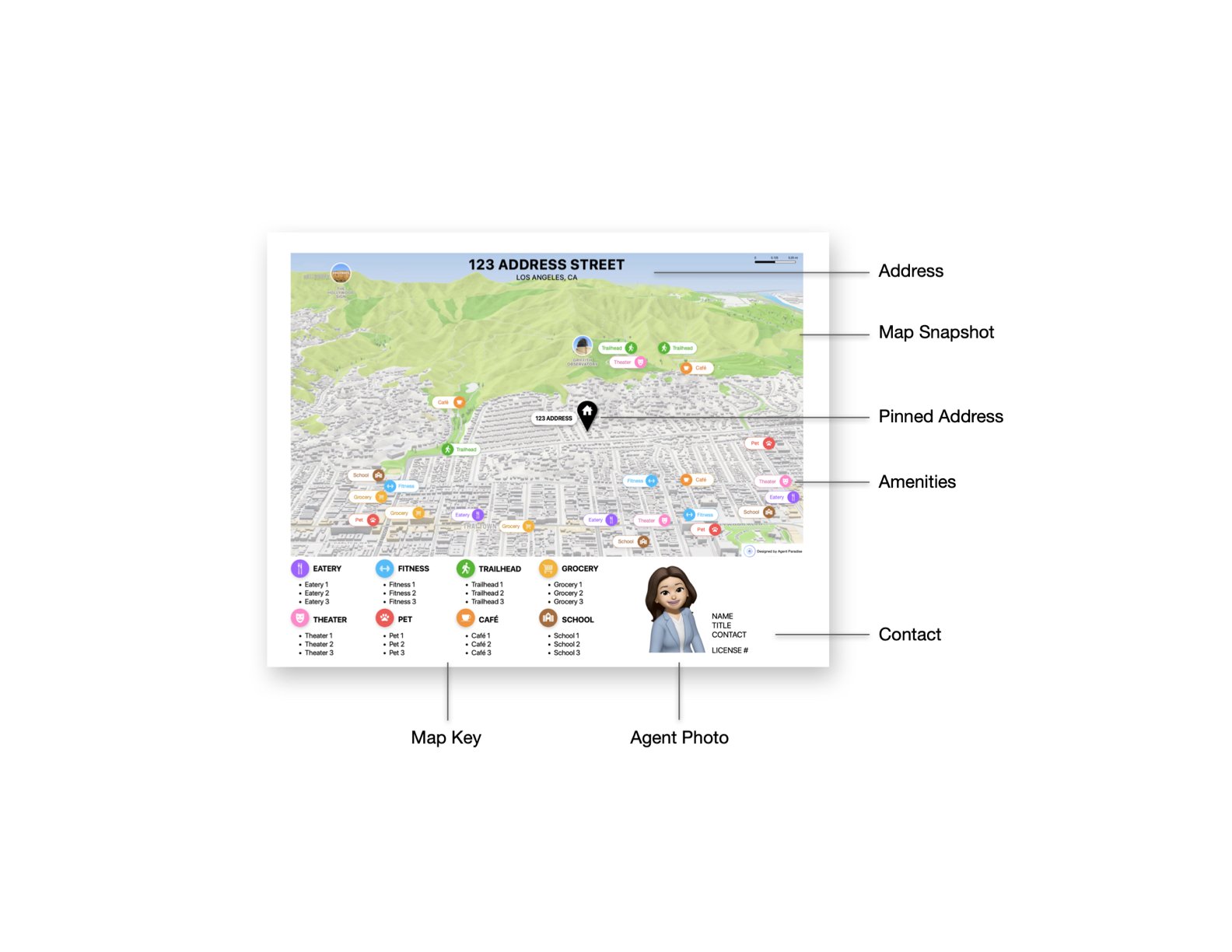 Los Angeles Horizontal Neighborhood Map using Apple Maps