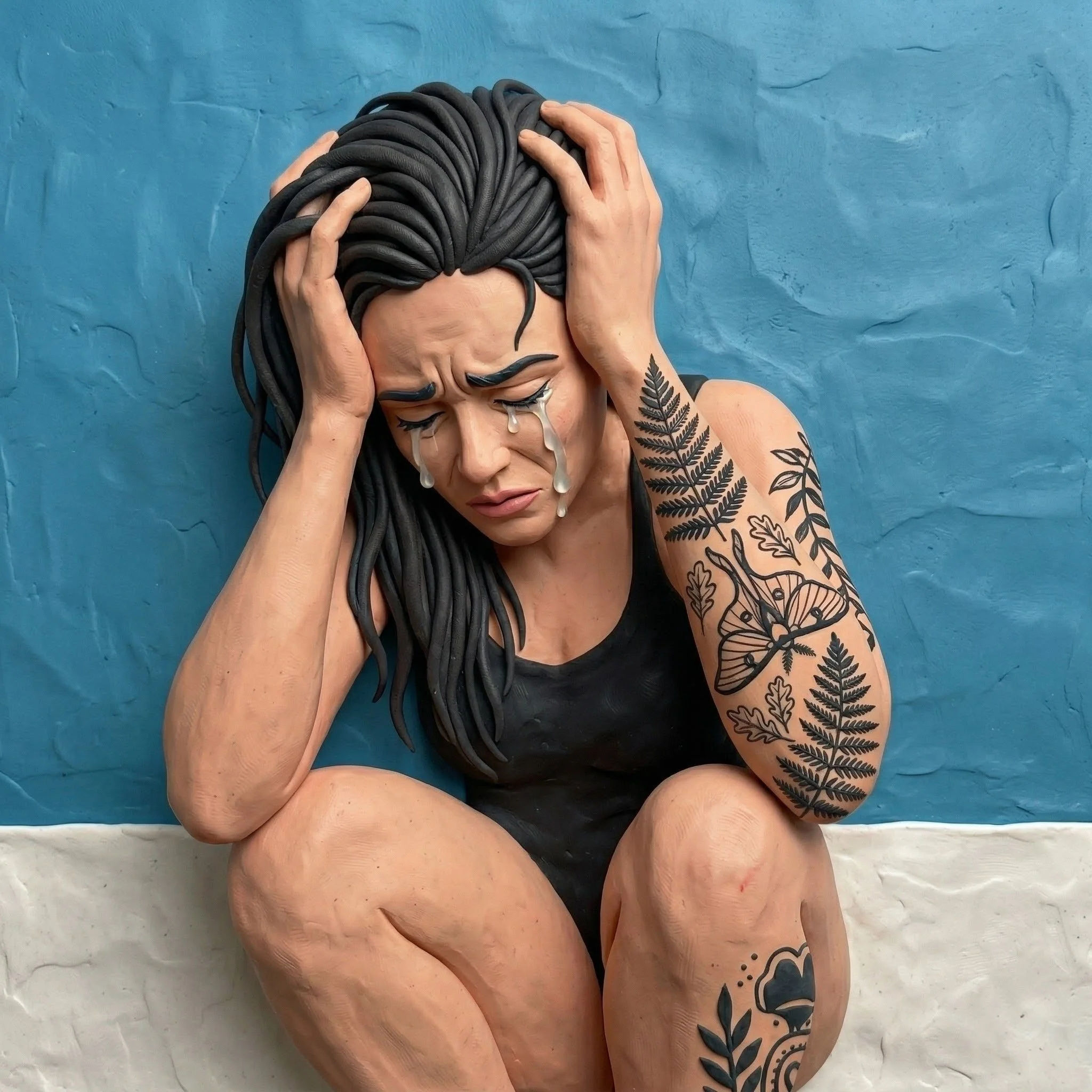 Visual representation of emotional trauma and the path to recovery. This clay sculpture captures the lived experience of a person navigating trauma, supporting a person-centered trauma-informed care approach.