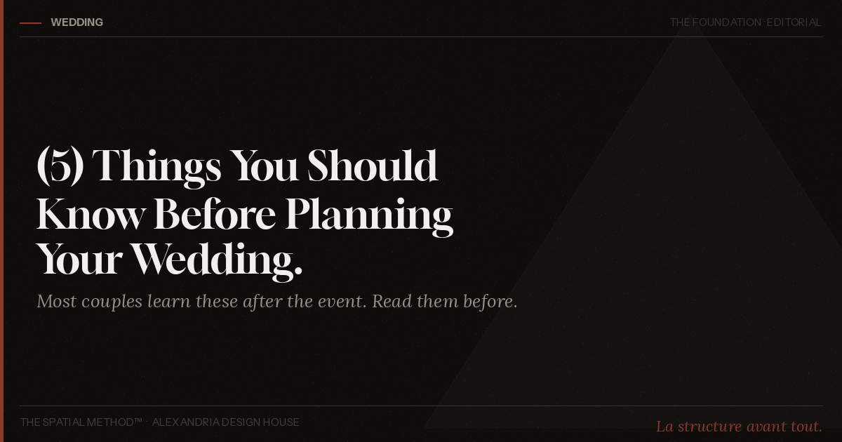 (5) Things You Should Know When Planning A Wedding