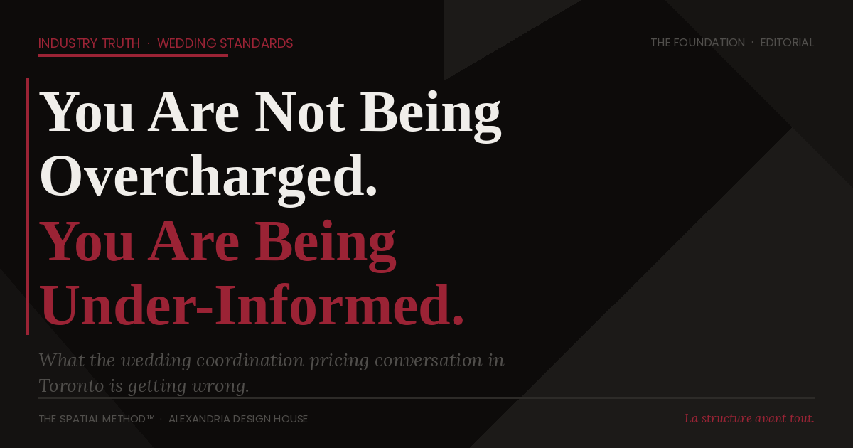 What the wedding coordination pricing conversation in Toronto is getting completely wrong.