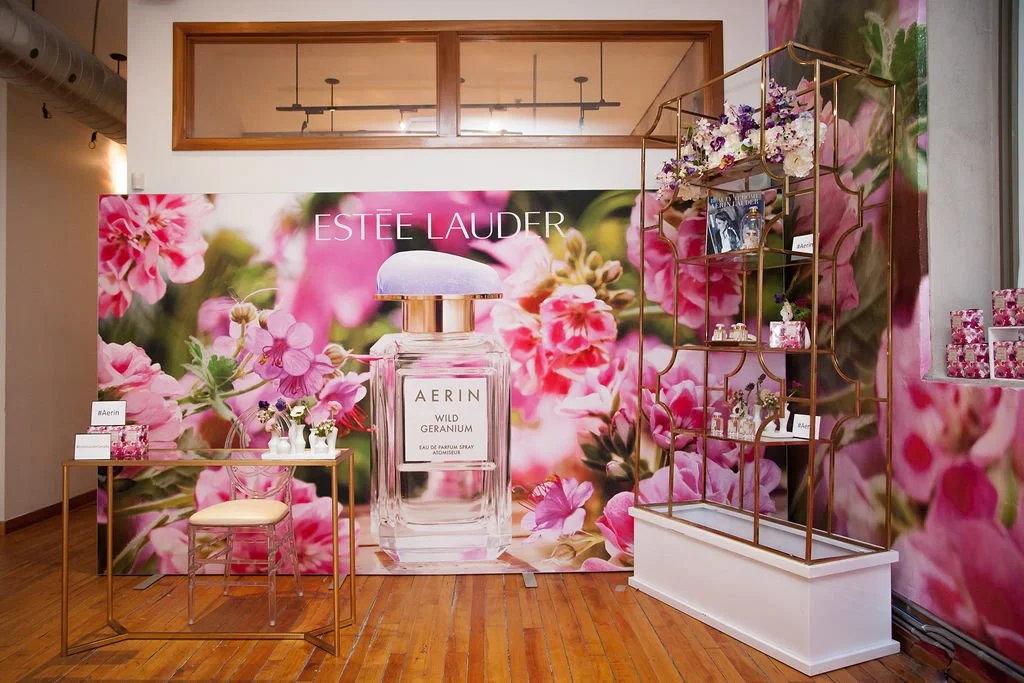 Estée Lauder's Aerin Wild Geranium fragrance Designed brand activation by Alexandria Design house 