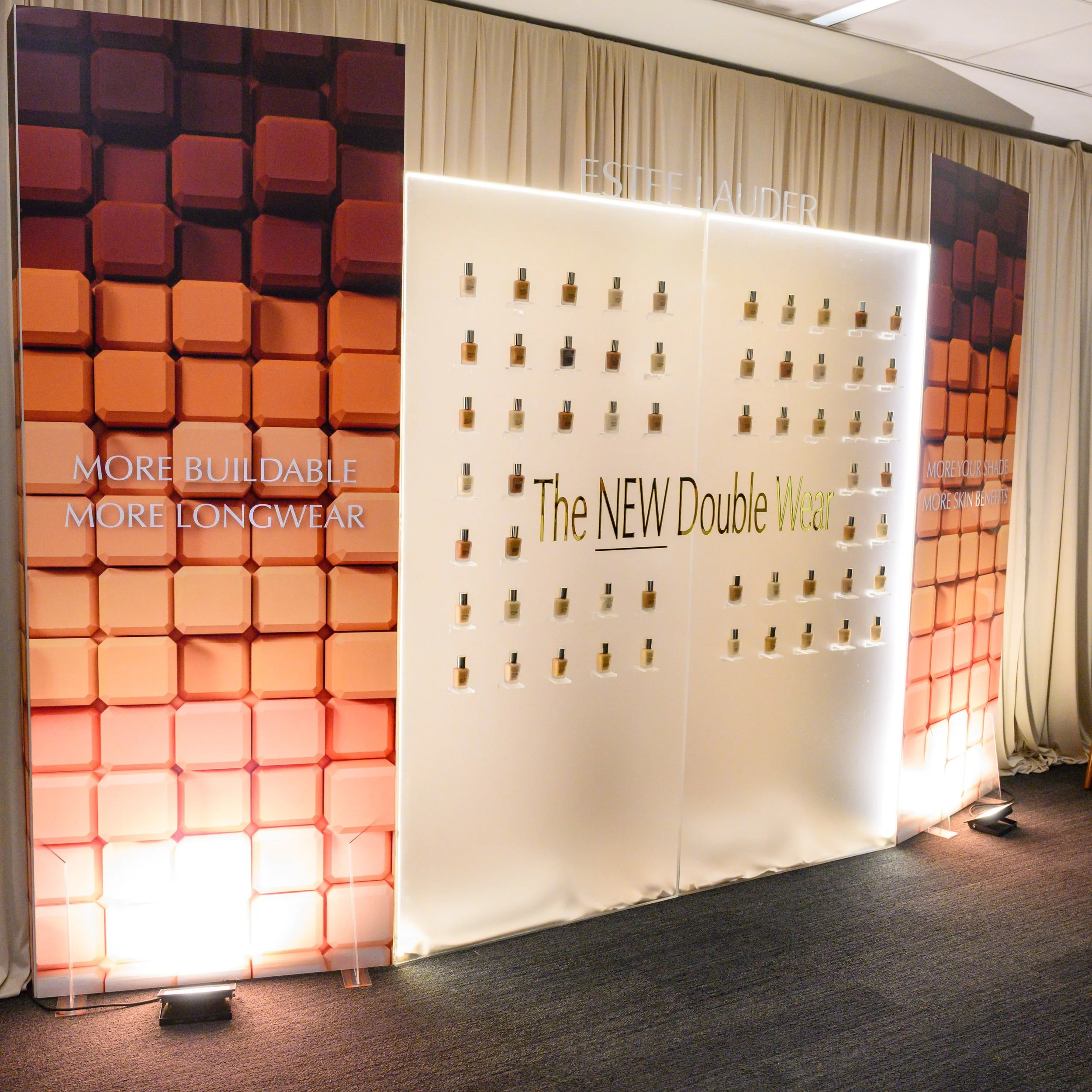 Estee Lauder Markham Head Office The New Double Wear Press Launch Designed by Spatial Event Architect Alexandria Design House Brand Activations Custom Fabrications 