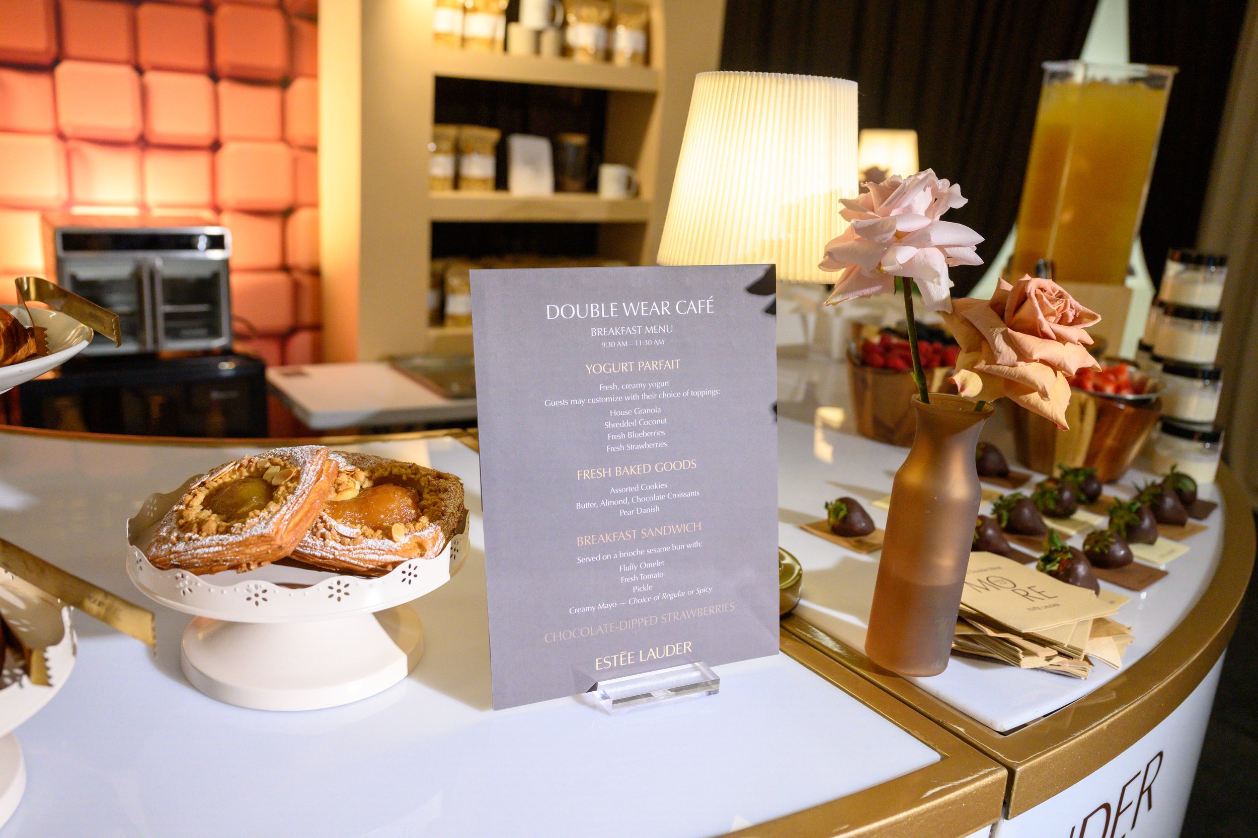 Estee Lauder Markham The New Double Wear Cafe with Chef De La Mesa Designed by Spatial Event Architect Alexandria Design House 