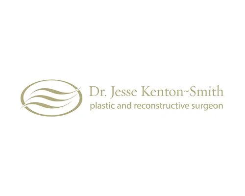 Logo of Dr. Jesse Kenton-Smith, plastic and reconstructive surgeon, with abstract wave design and beige text.