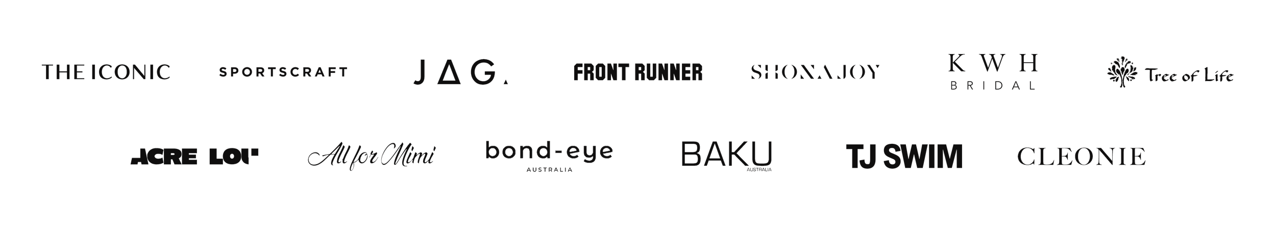 Clients of SMS Creative: The Iconic, Sportscraft, JAG, Front Runner, Shona Joy, KWH Bridal, Tree of Life, Acre Lou, All For Mimi, Bond-Eye, Baku, TJ Swim and Cleonie