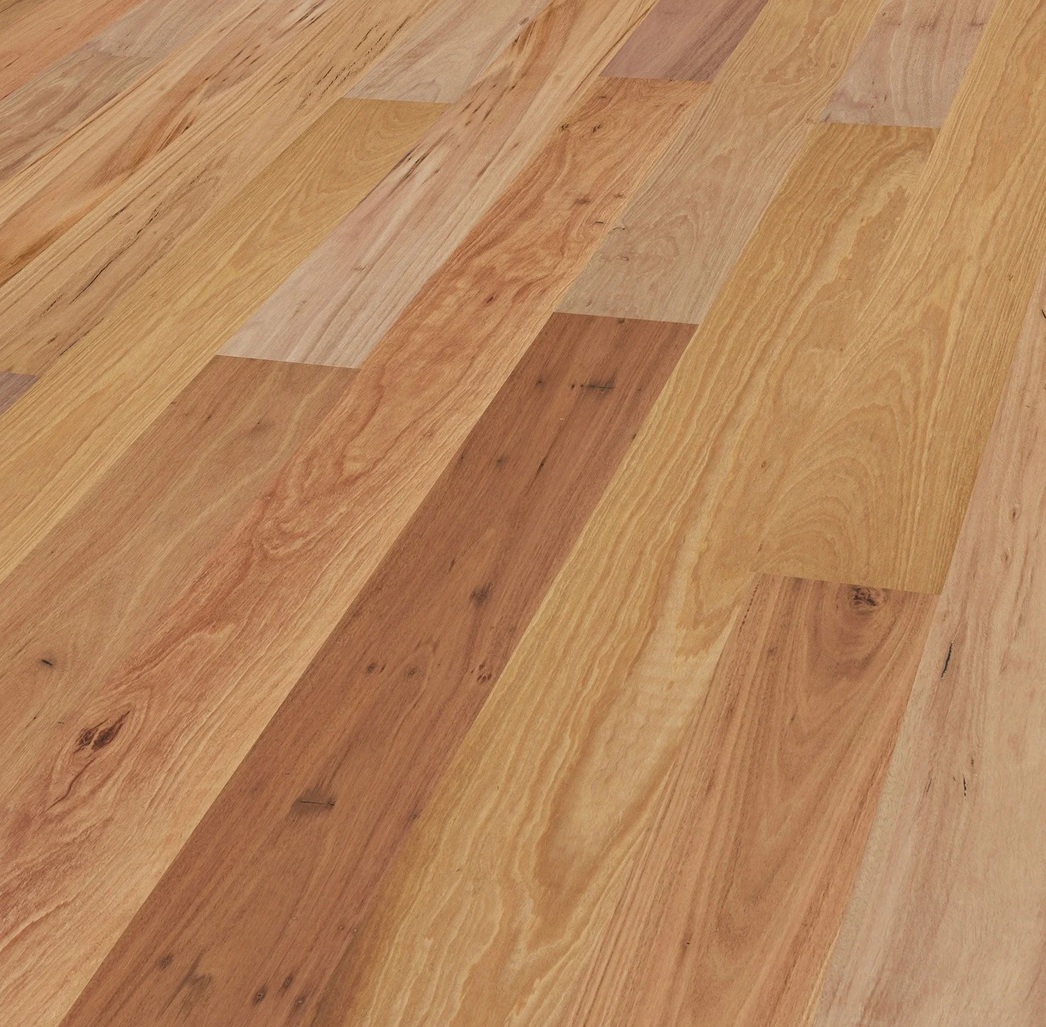 Photo of a wooden hardwood floor with various shades of light brown and natural wood grain patterns.