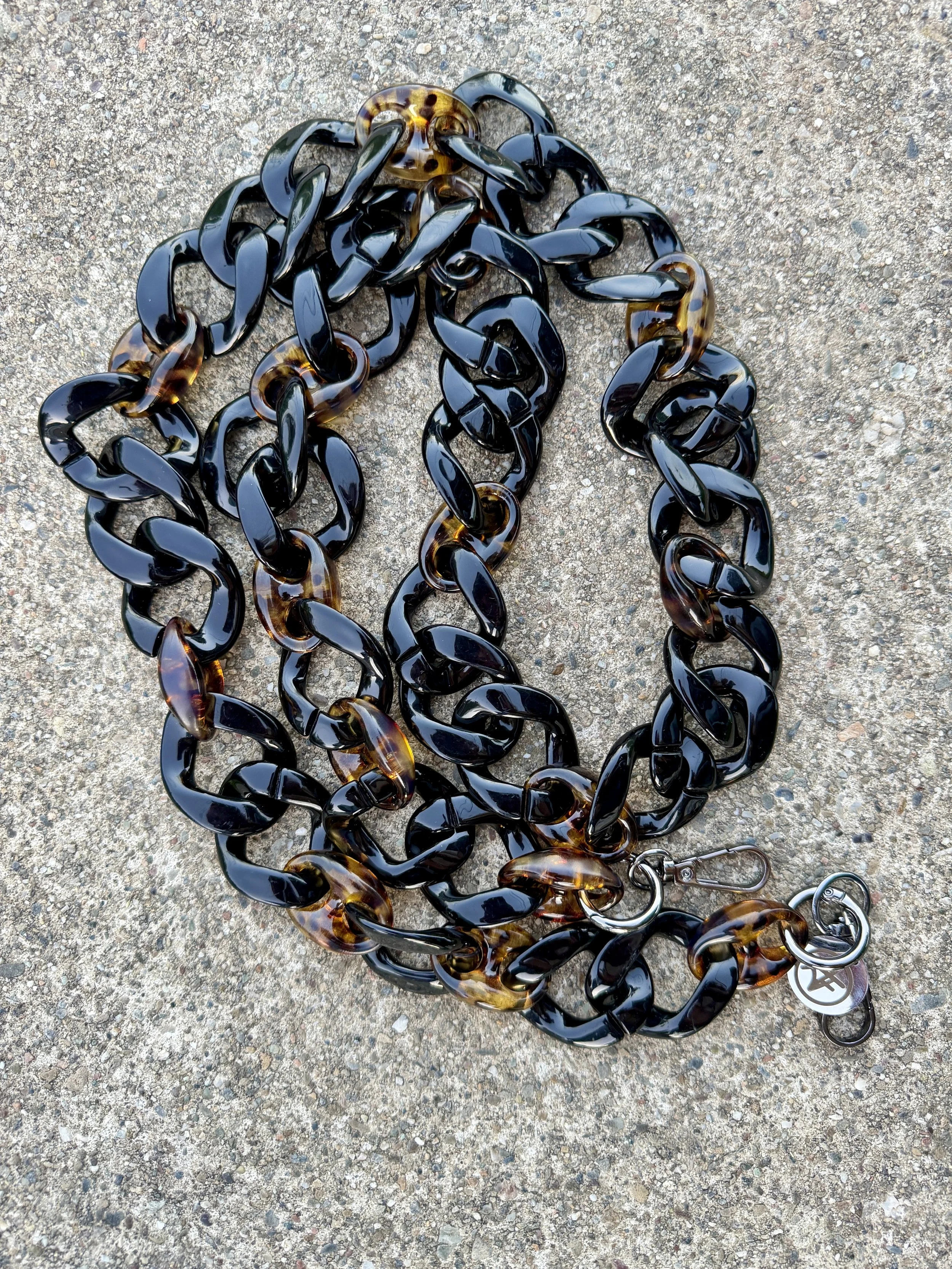 Chunky, Black + leopard- Cross Body Phone Chain