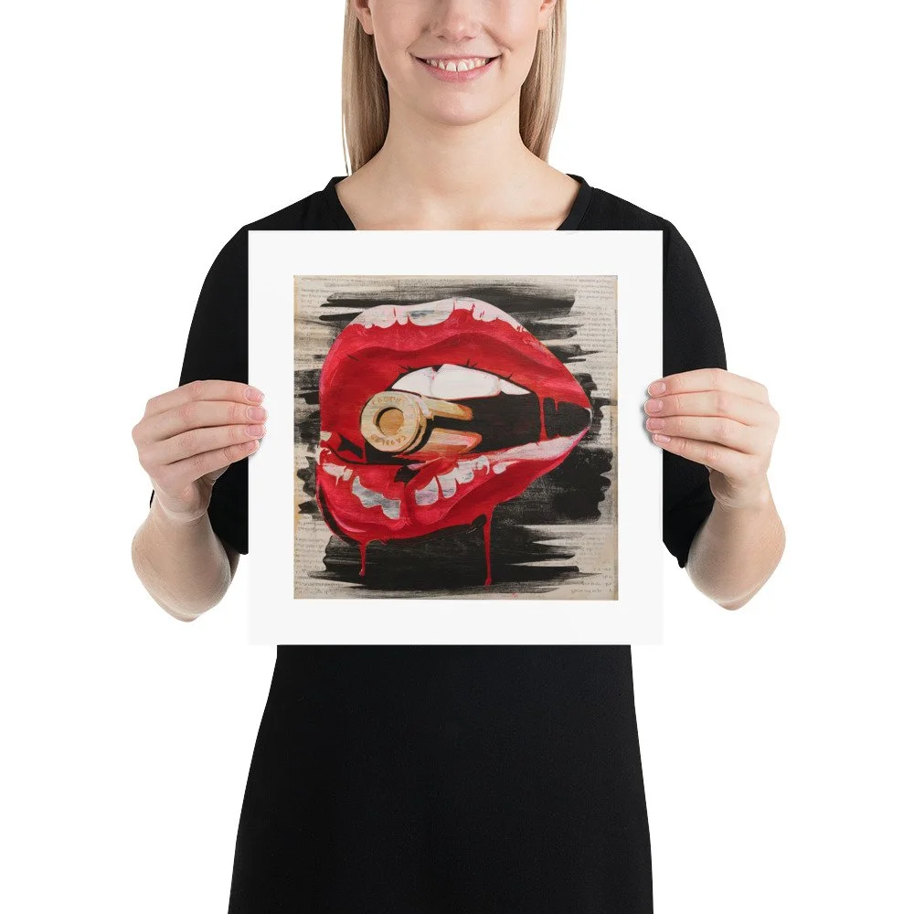 Bite The Bullet Print 12x12 inches by Adele French