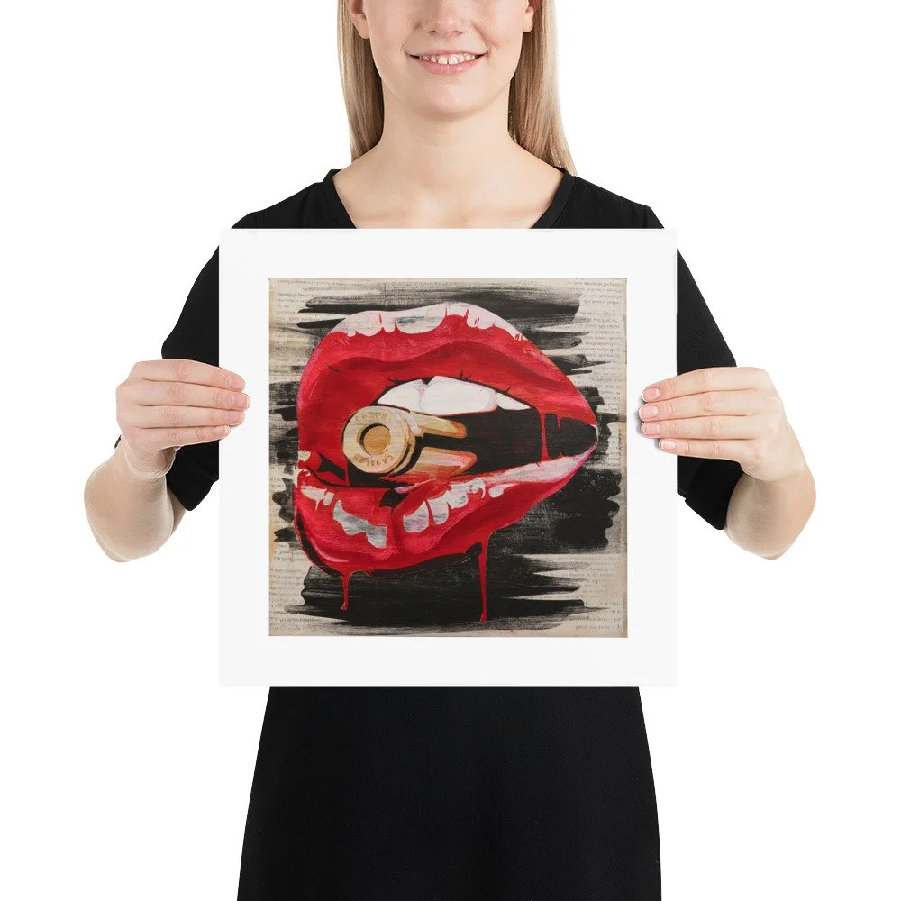 Bite The Bullet Print 14x14 inches by Adele French