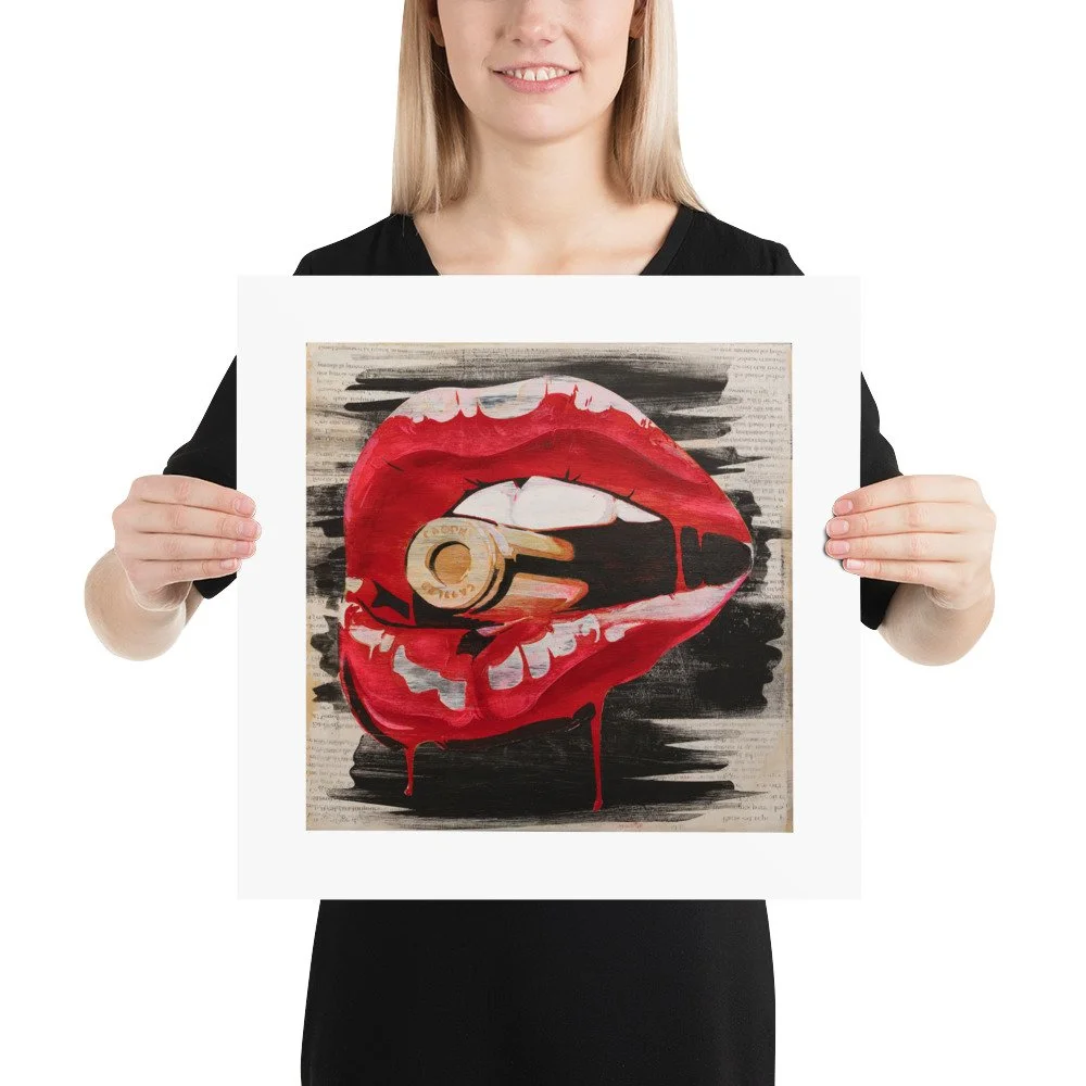 Bite The Bullet Print 16x16 inches by Adele French