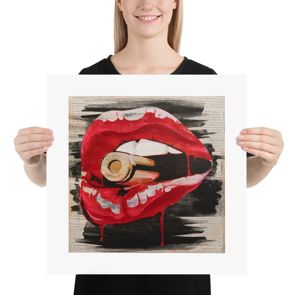 Bite The Bullet Print 18x18 inches by Adele French