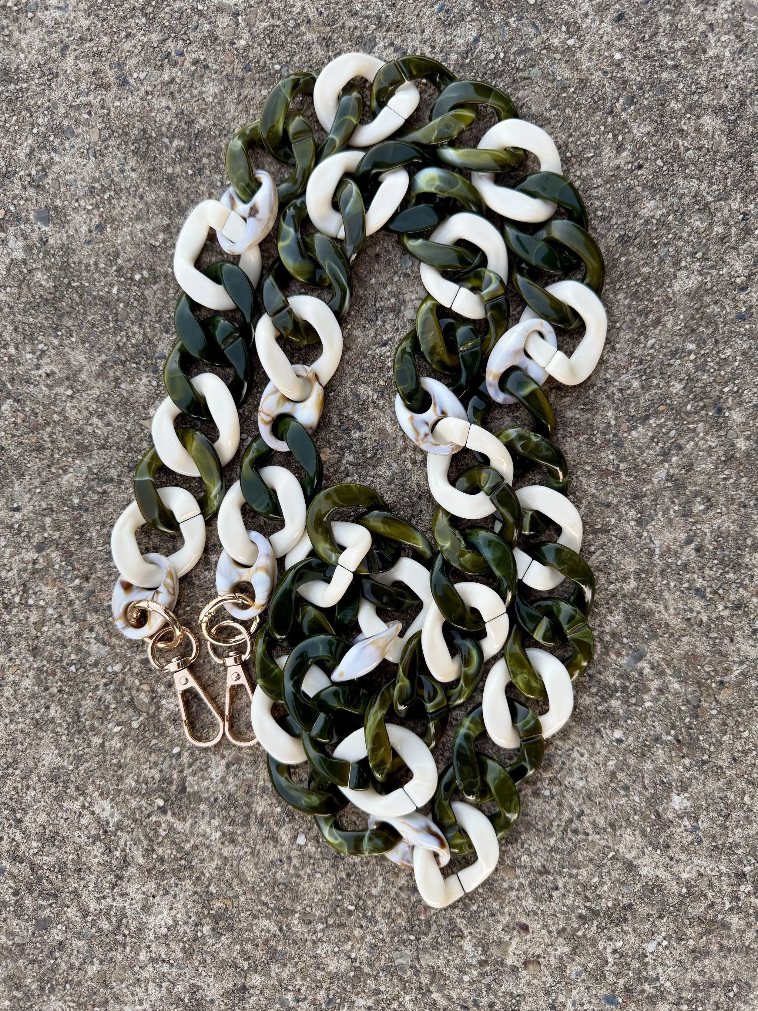 Chunky, Army Green + Ivory- Cross Body Phone Chain