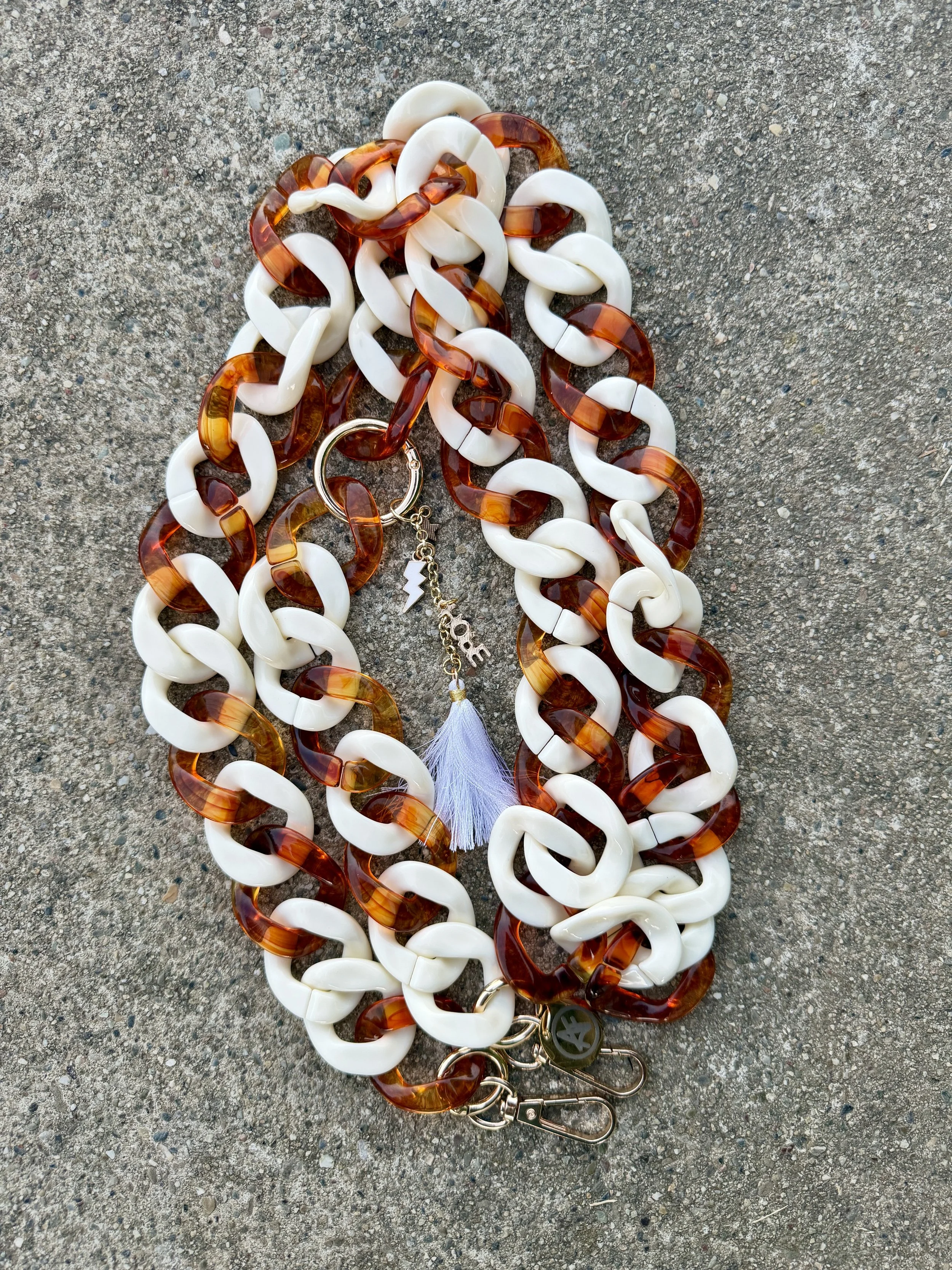 Chunky, Ivory + Tortoise- Cross Body Phone Chain