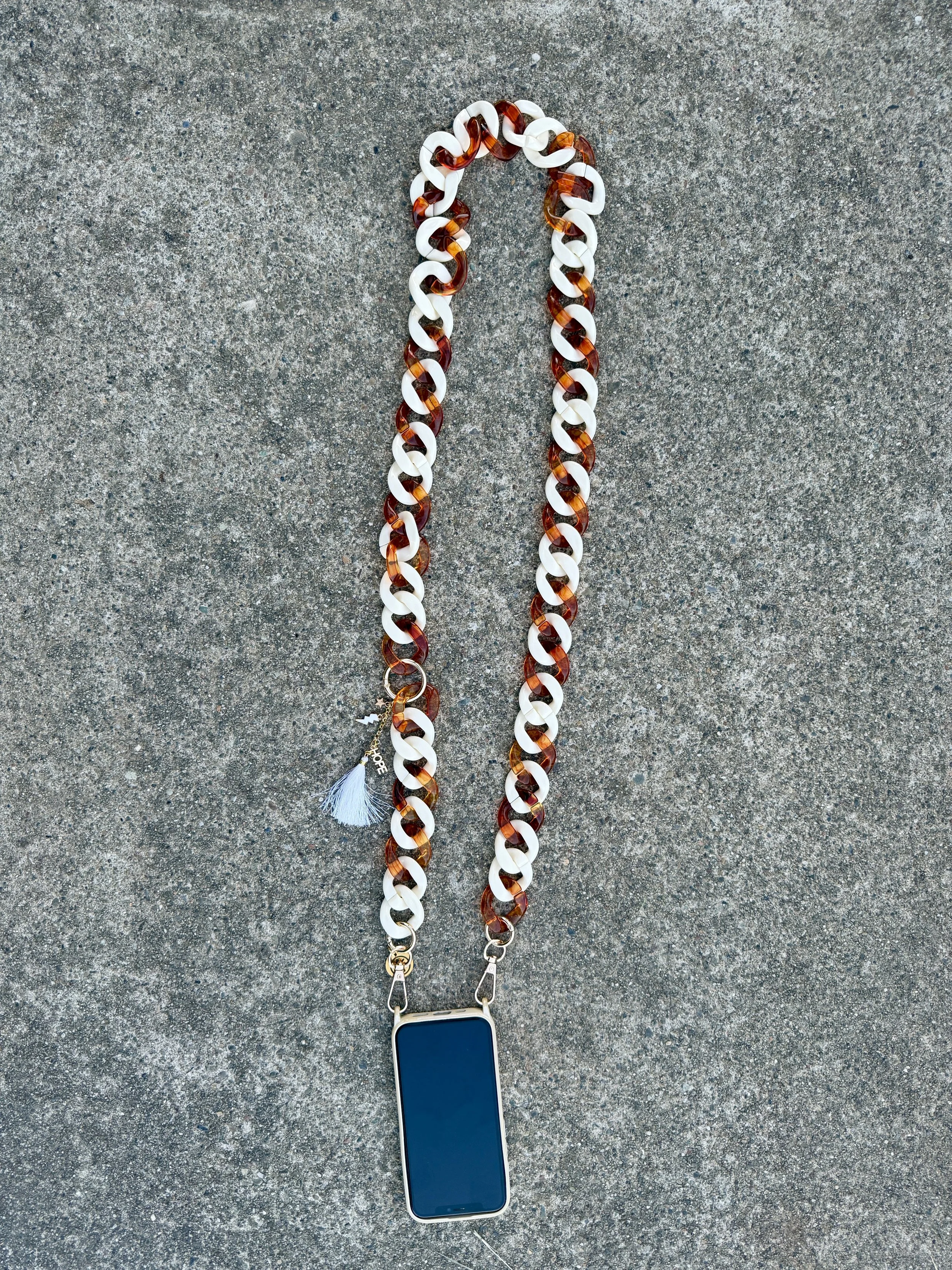 Chunky, Ivory + Tortoise- Cross Body Phone Chain