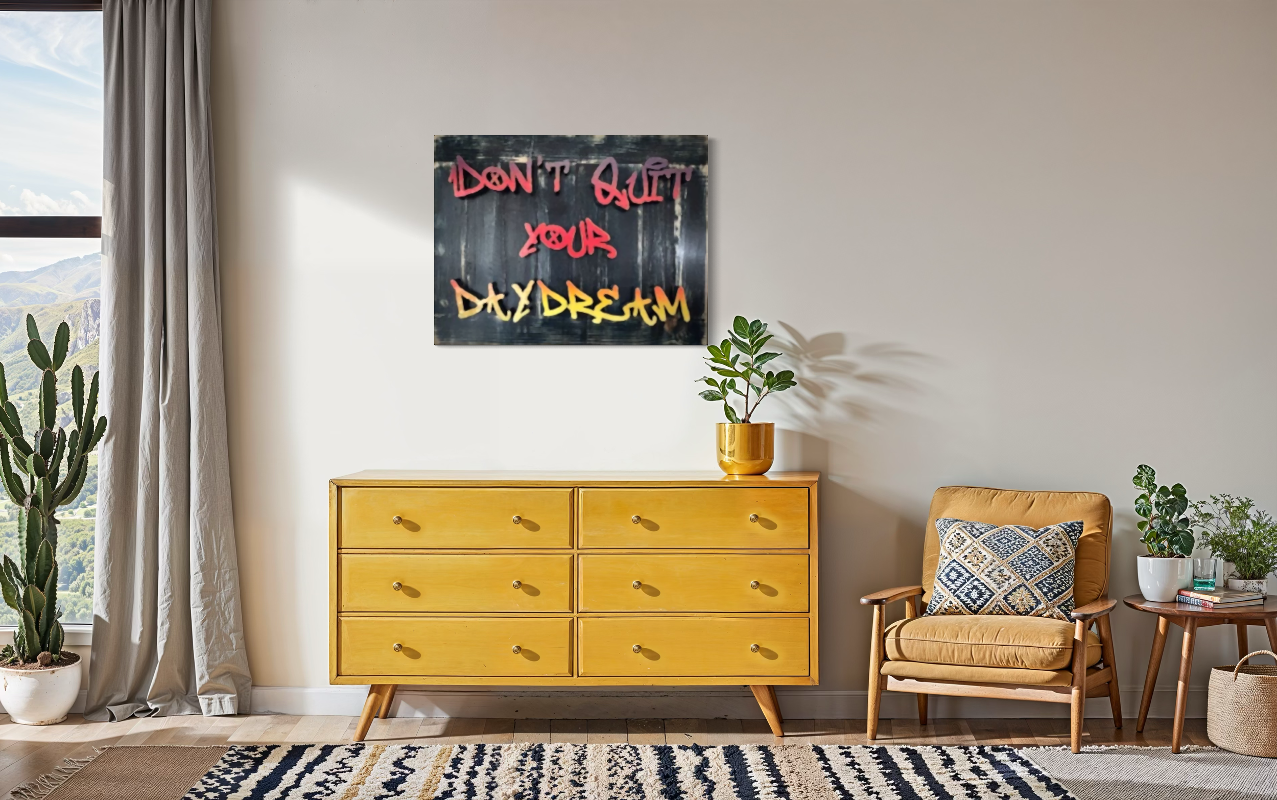 Don't Quit your day dream, original painting by Adele French and Andrew MItchell  in home