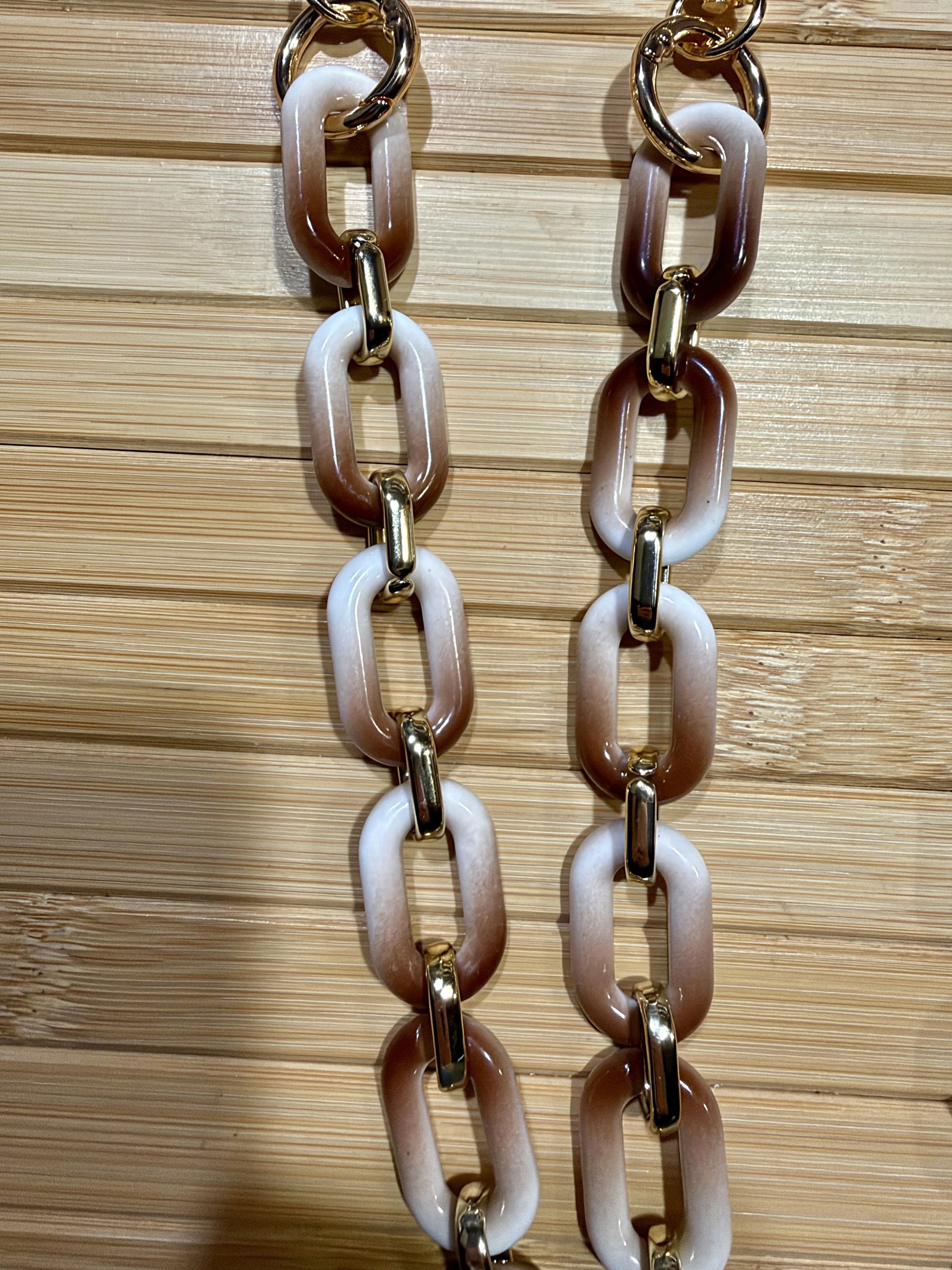 Oval, Cafe Latte- Gold- Cross Body Phone Chain
