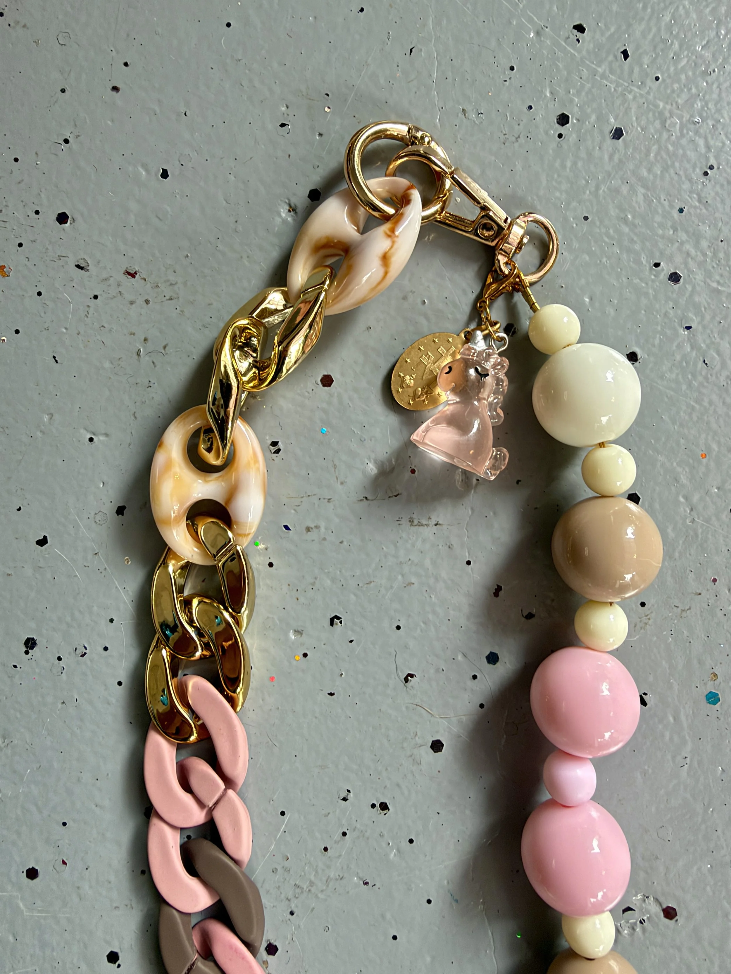 Standard, Pink- Brown - Cross Body Phone Chain