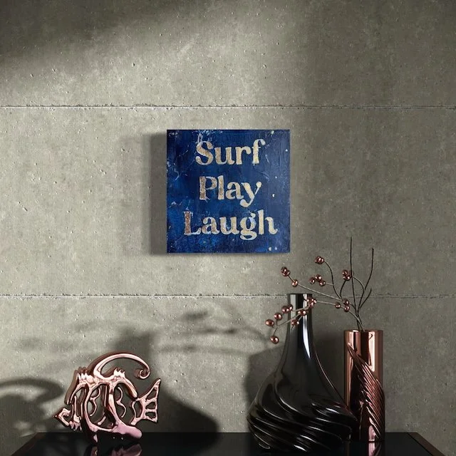 Surf Play Laugh in home Original painting by artist Adele French