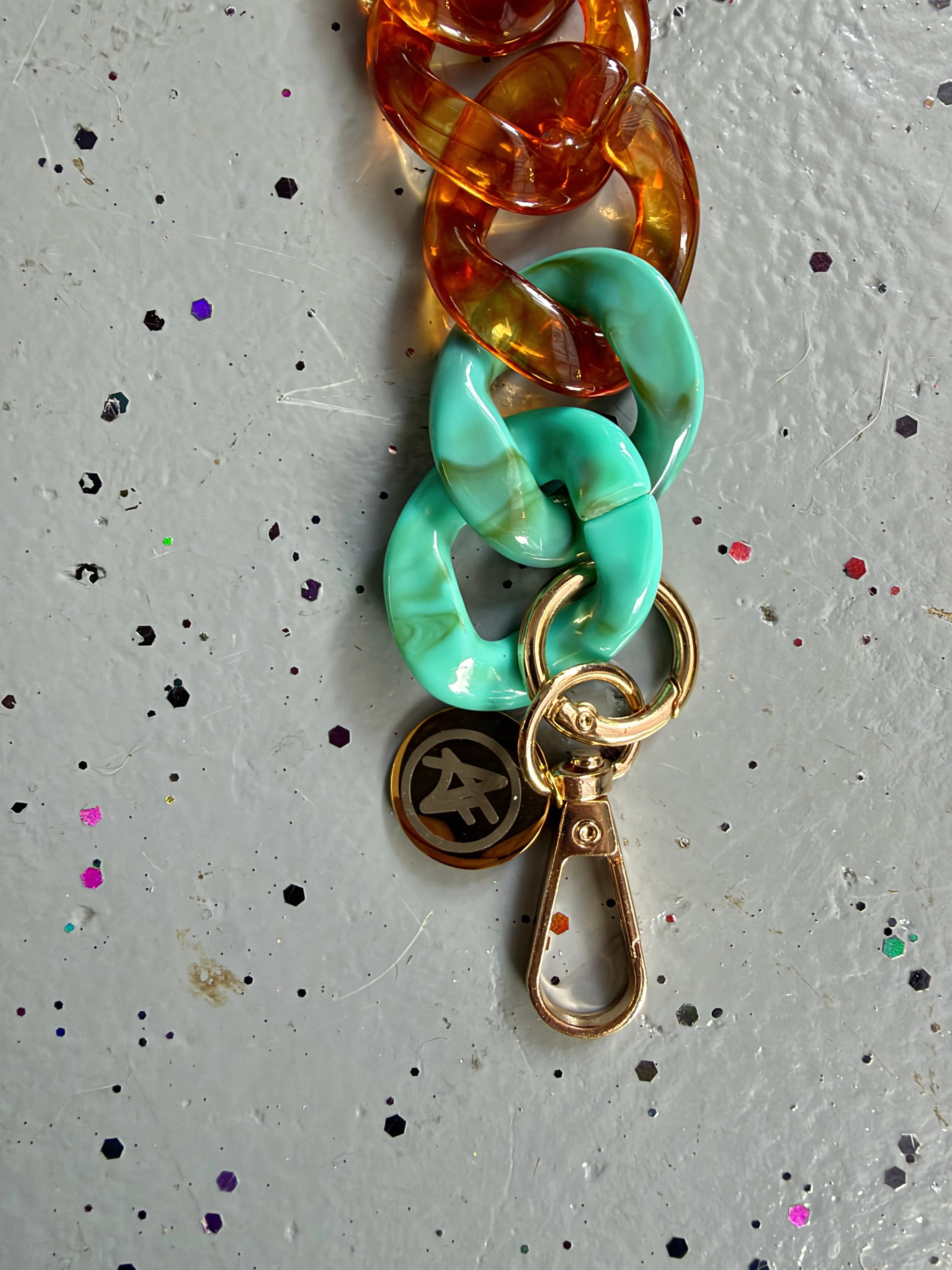 Chunky, Turquoise + Tortoise- Cross Body Phone Chain .jpg