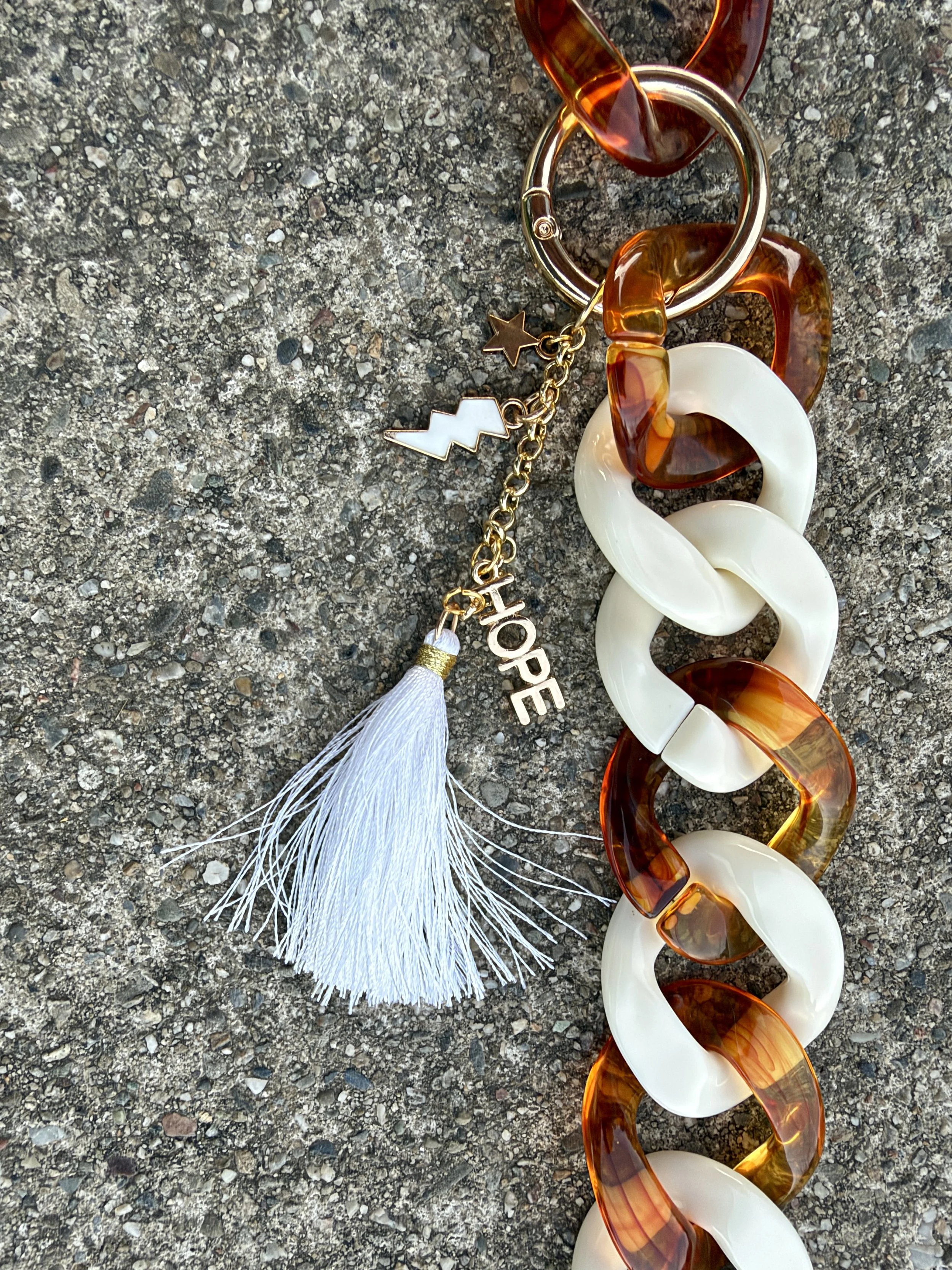 Chunky, Ivory + Tortoise- Cross Body Phone Chain
